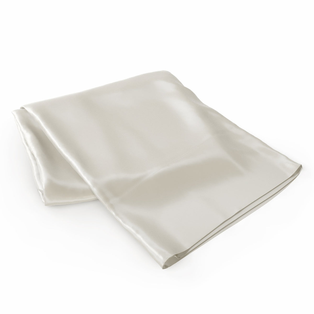Folded ivory silk flat sheet showcasing its smooth texture and high-quality fabric