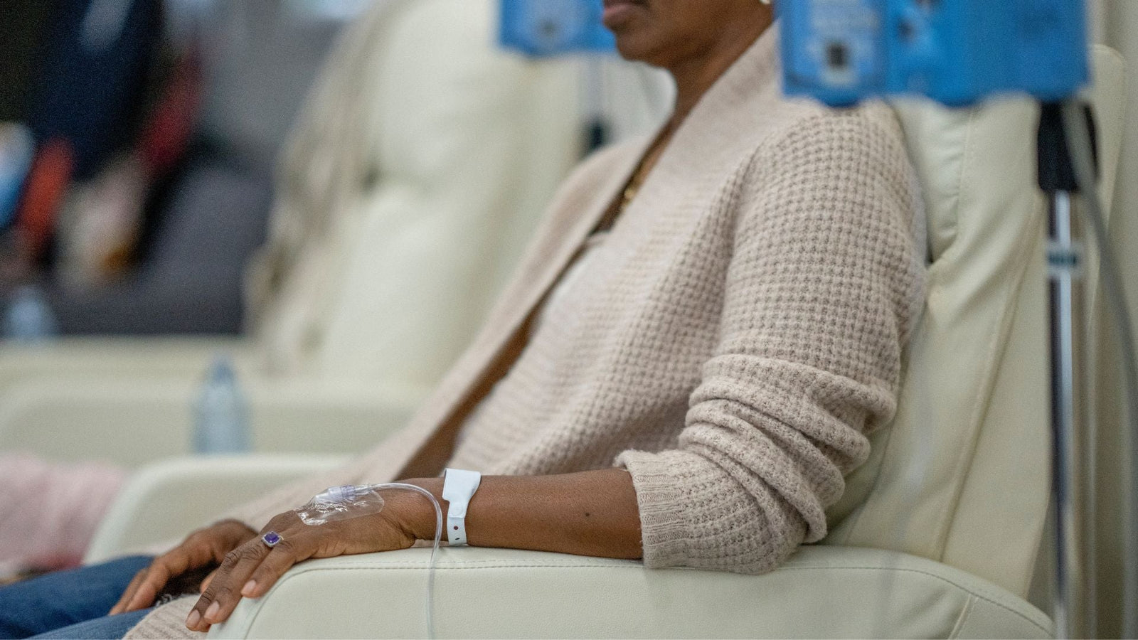 Woman receiving chemotherapy