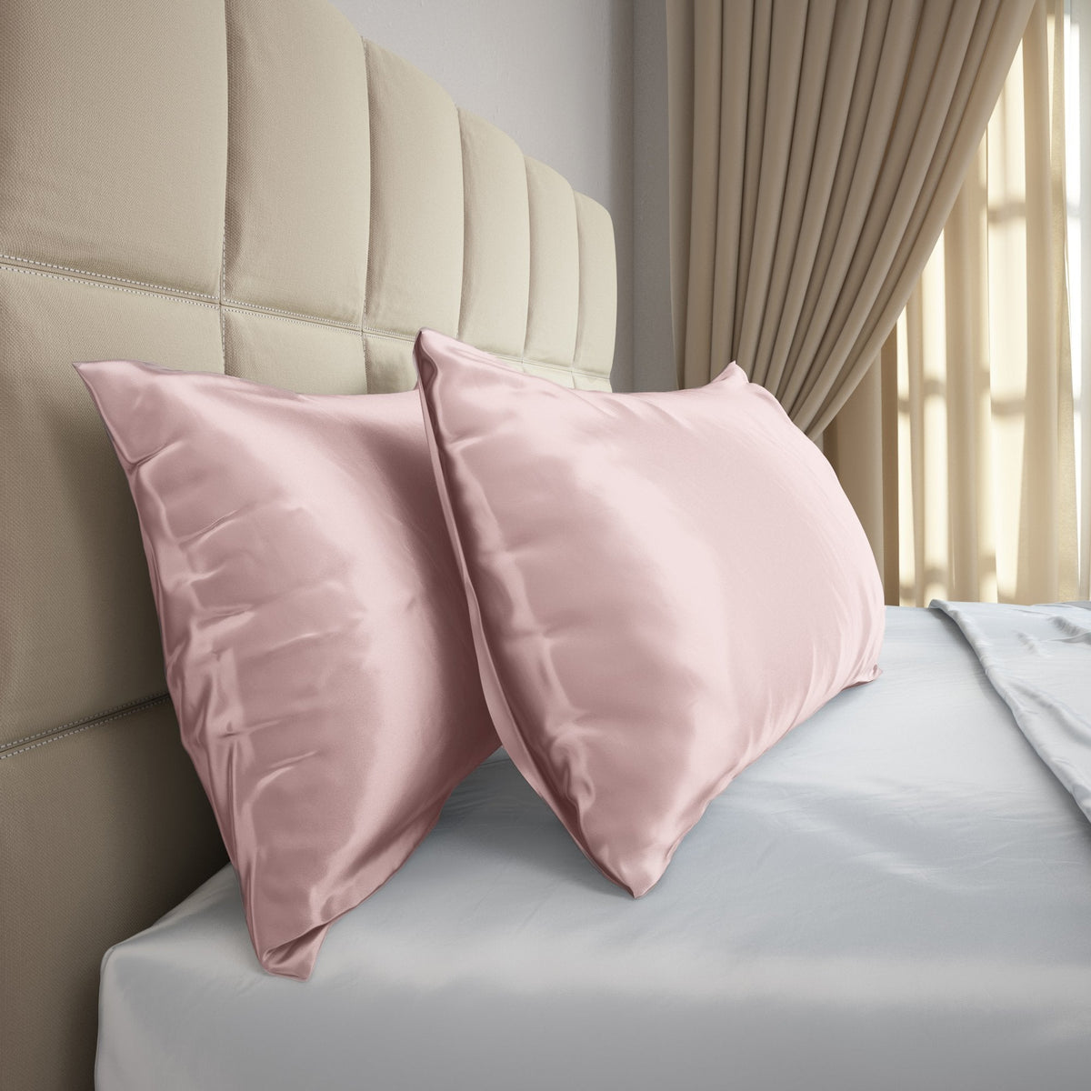 Mulberry Park Silks 19 Momme Pillowcase Pinki Bed- Side