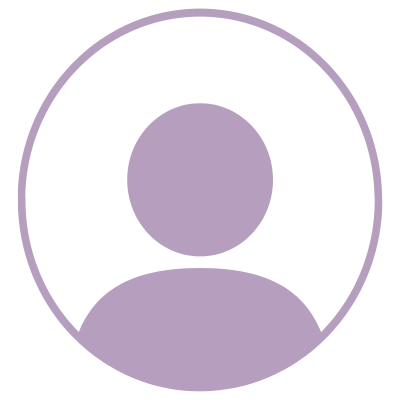 A simple purple user icon with a silk-like finish, featuring a circular head and shoulders on a light gray background.