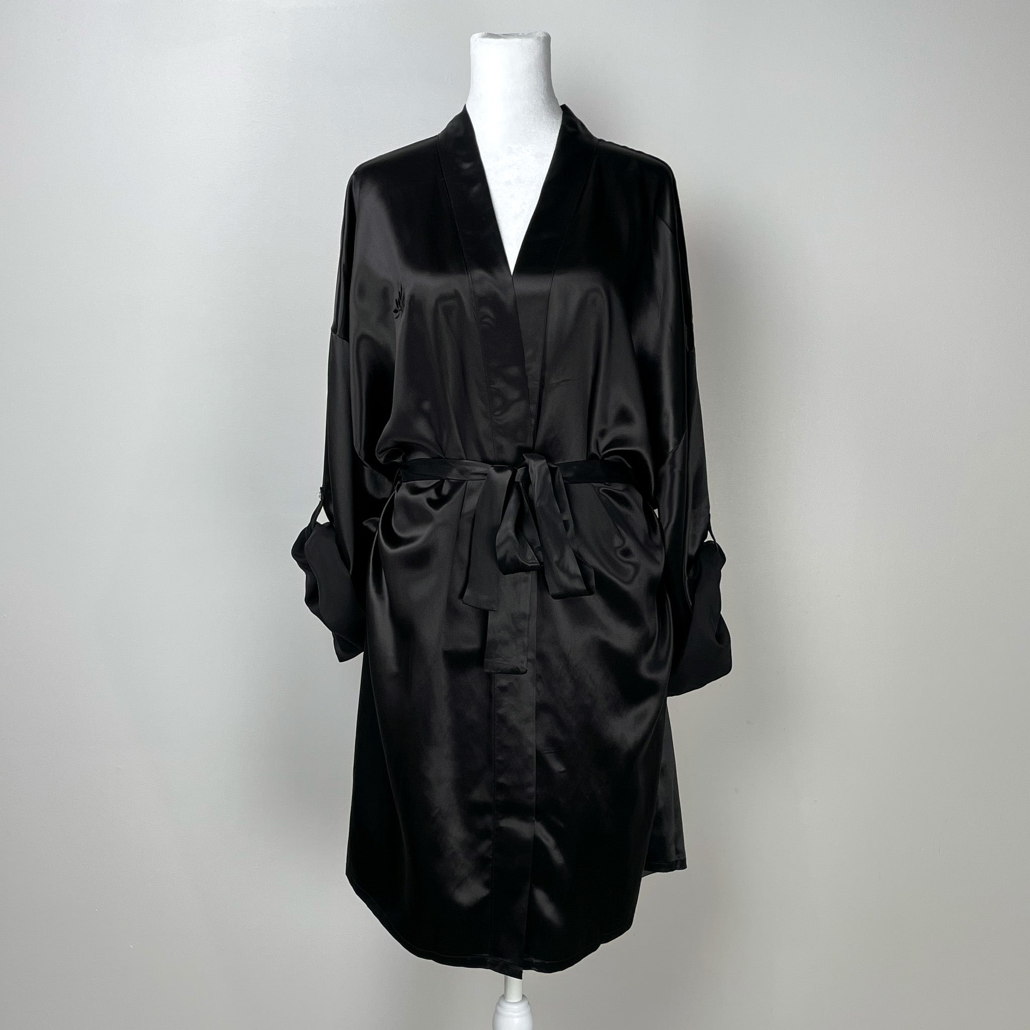 Slick Robe 100% Pure Mulberry Silk Kimono Robe for Women | 22 Momme | Black ...