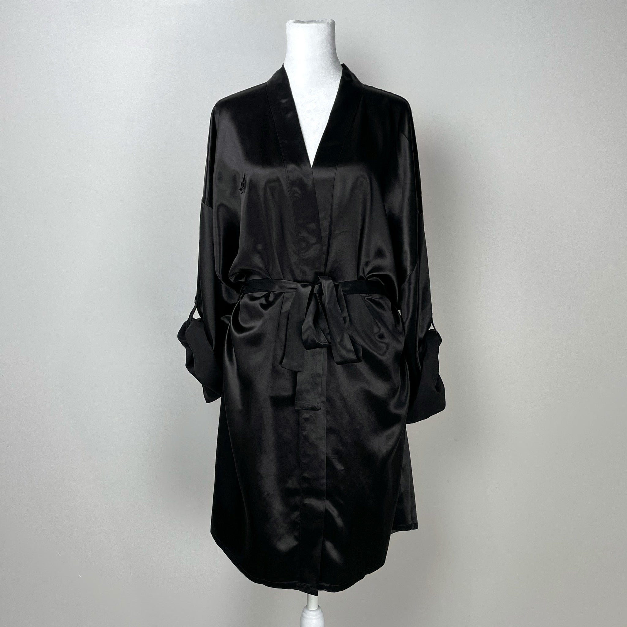 Pure 100% Cotton Elegant Chenille Robe Dressing Gown - Black Edition