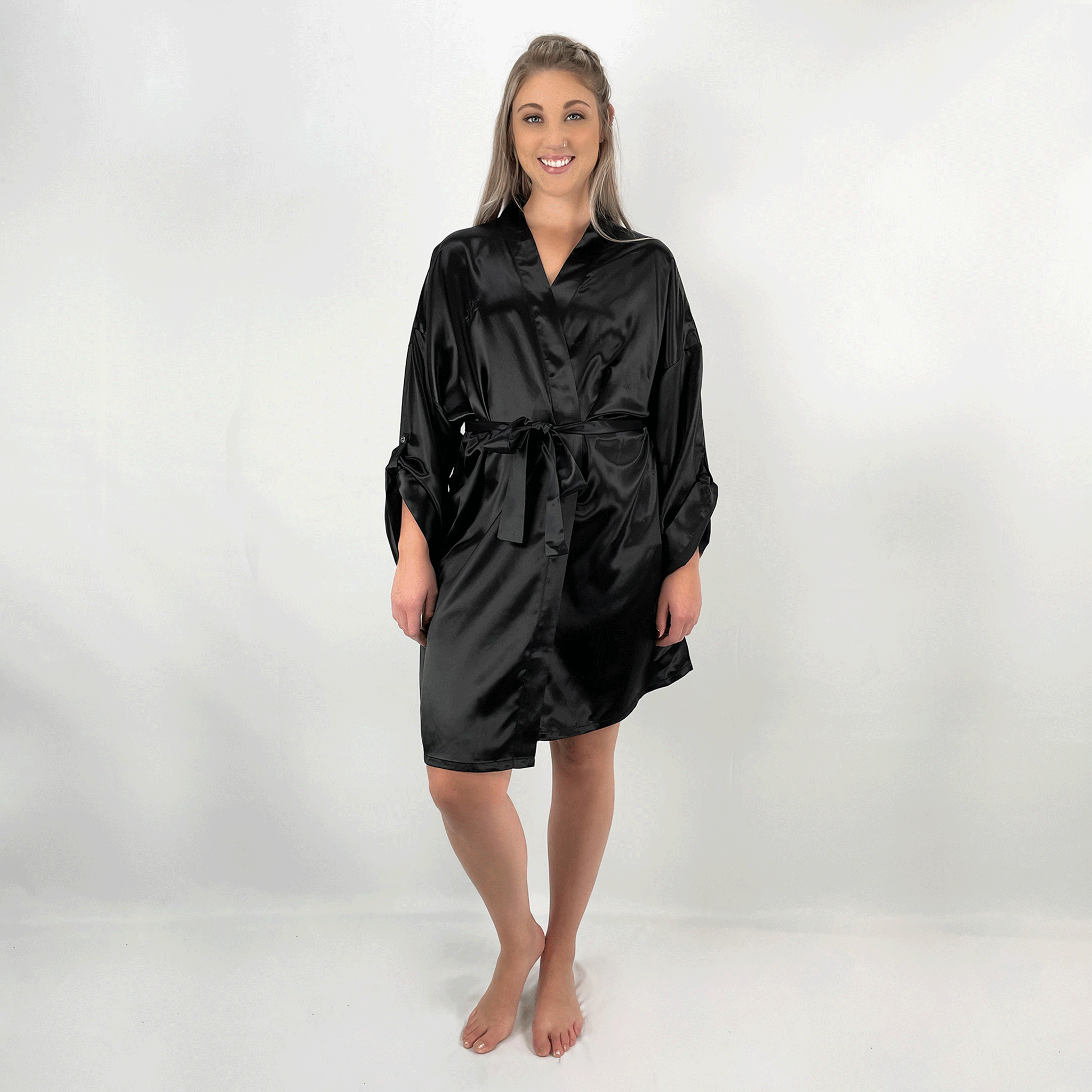 Pure Silk Robe 100% Pure Mulberry Silk Kimono Robe for Women | 22 Momme | Black ...