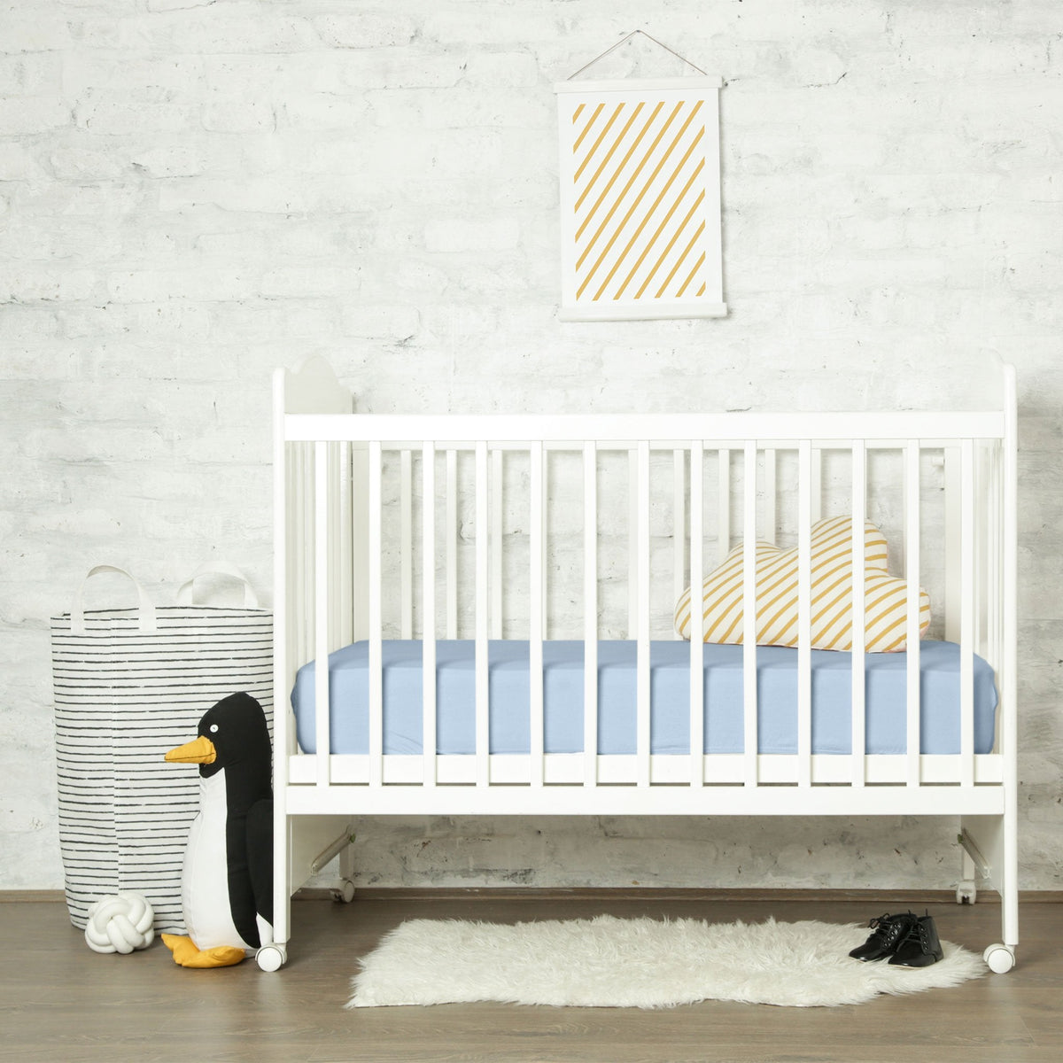  Mulberry Park Silks Silk Crib &amp; Toddler Fitted Sheet Mattress Blue in Crib 