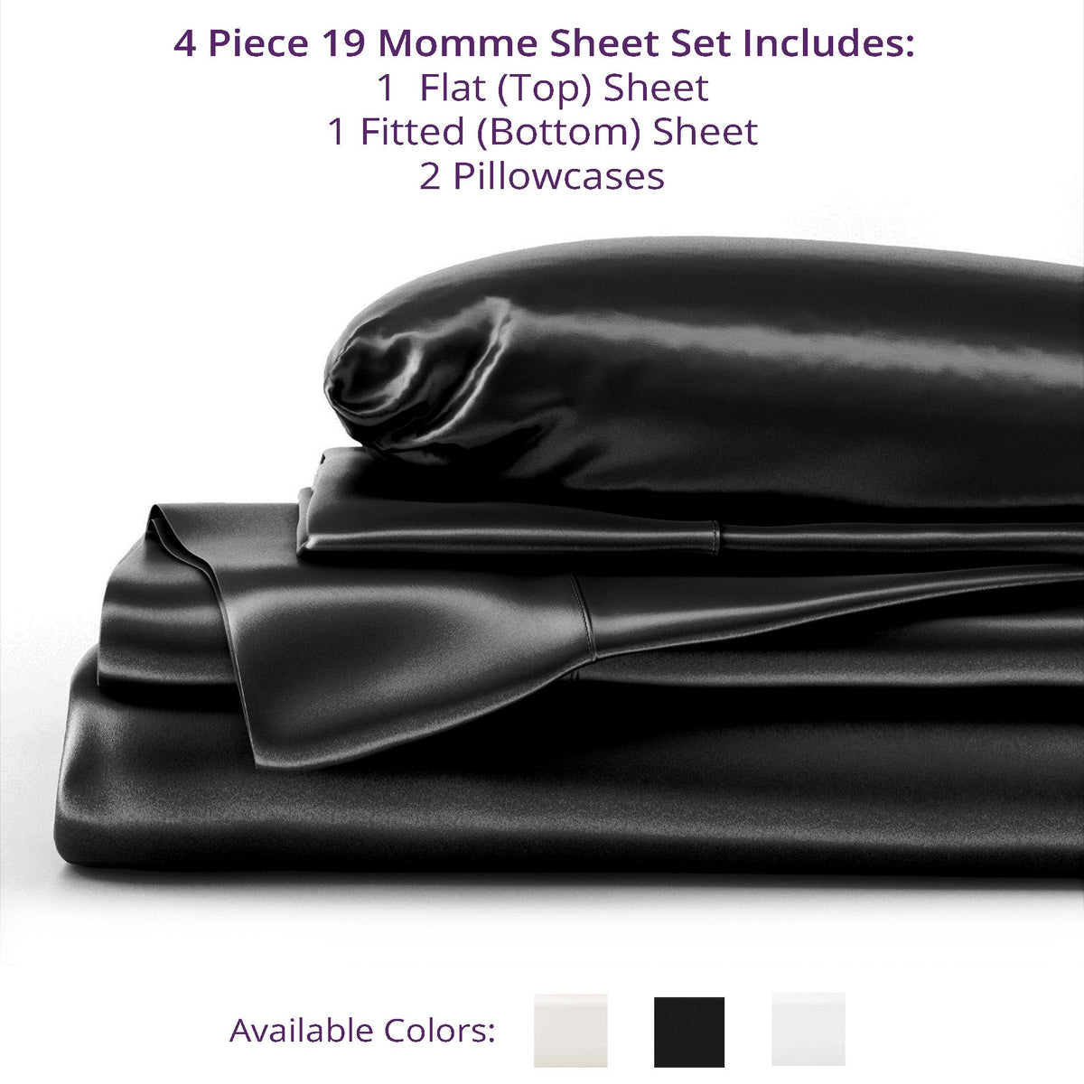 MPS Included in Sheet Set 19 Momme Black