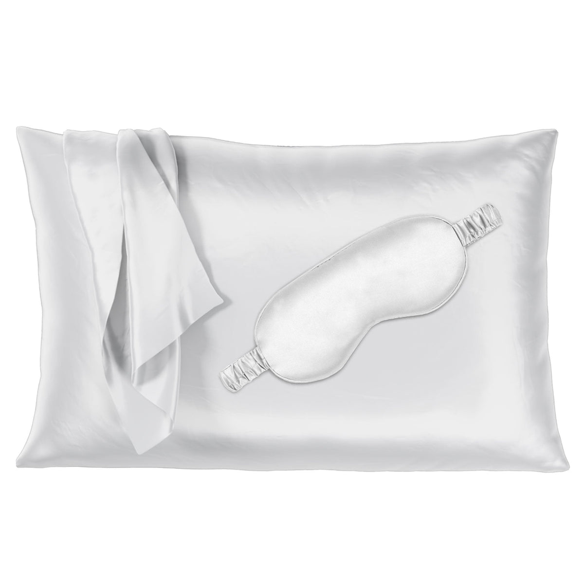22 Momme Silk Pillowcase &amp; Sleep Mask Gift Set - White