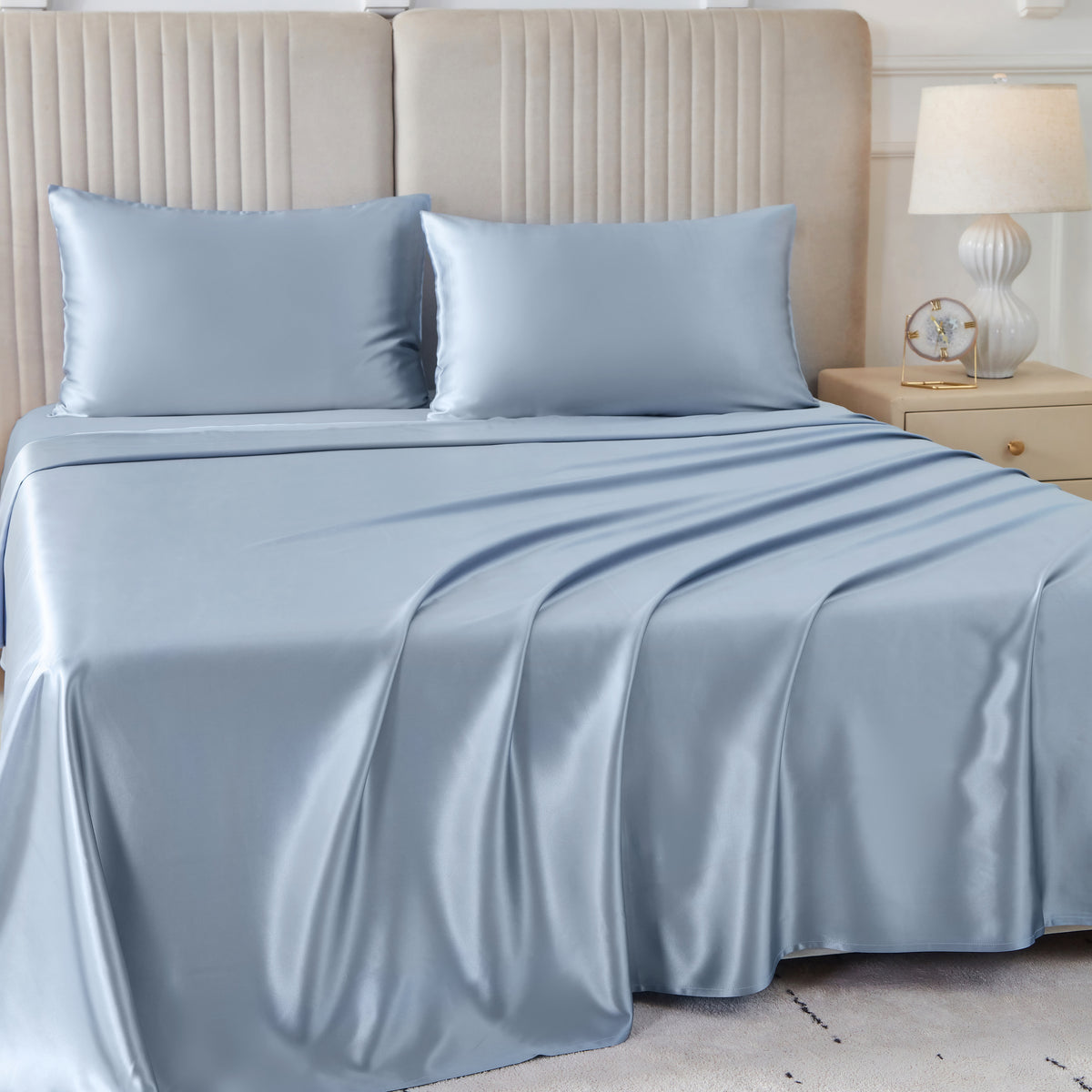 22 Momme Silk Sheet Set - Steel Blue