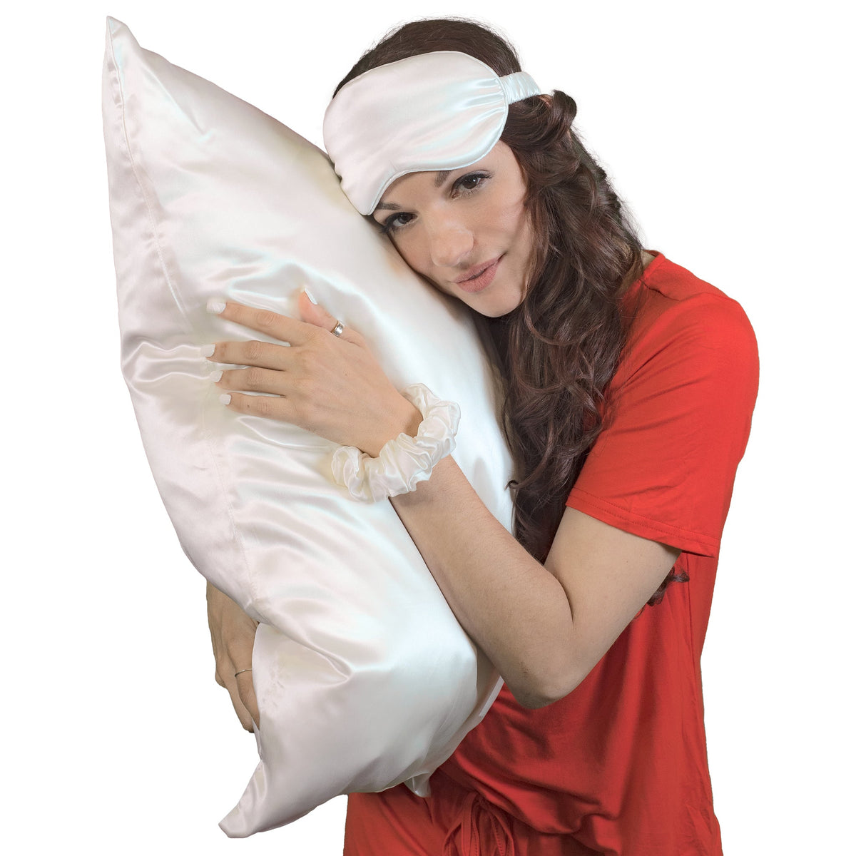 Mulberry Park Silks 22 Momme Pillowcase Ivory with Ivory Sleep Mask