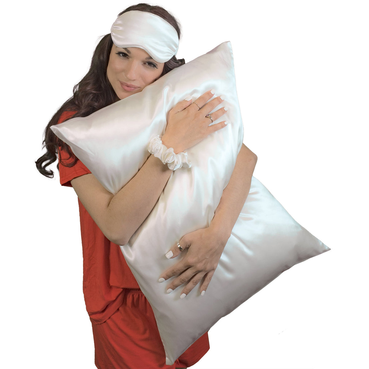 Mulberry Park Silks 22 Momme Pillowcase White with Sleep Mask