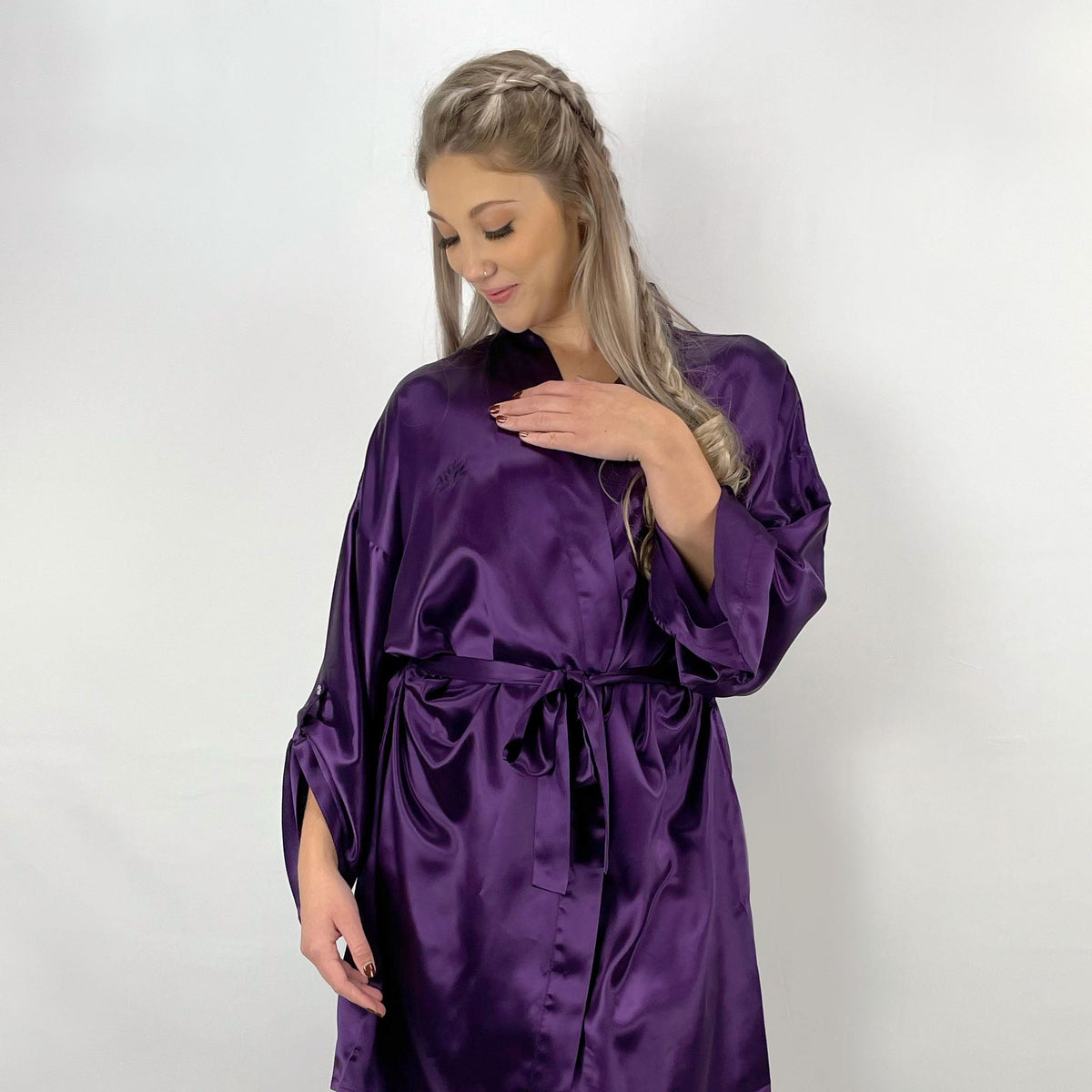 Mulberry Park Silks 100% Pure Silk Robe - Plum Mulberry Park Silks 100% Pure Silk Robe - Plum