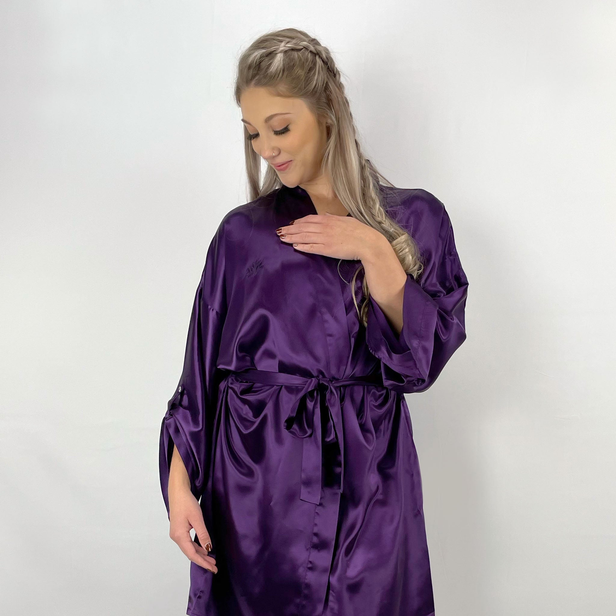 100% Pure Mulberry Silk Kimono Robe for Women | 22 Momme | Plum Purple ...