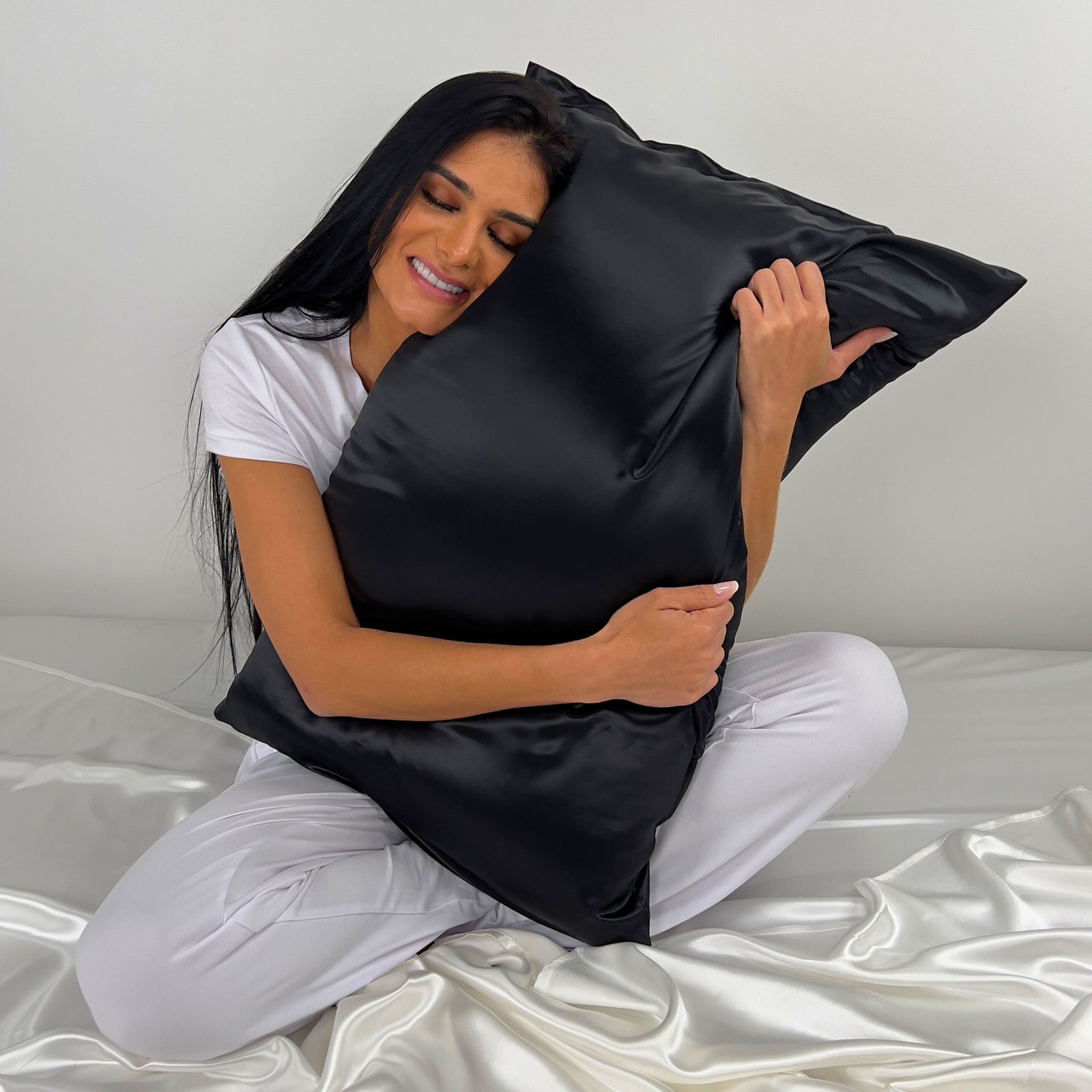 Black 19 Momme 100% Silk Pillowcase by Mulberry Park Silks with luxurious, smooth feel