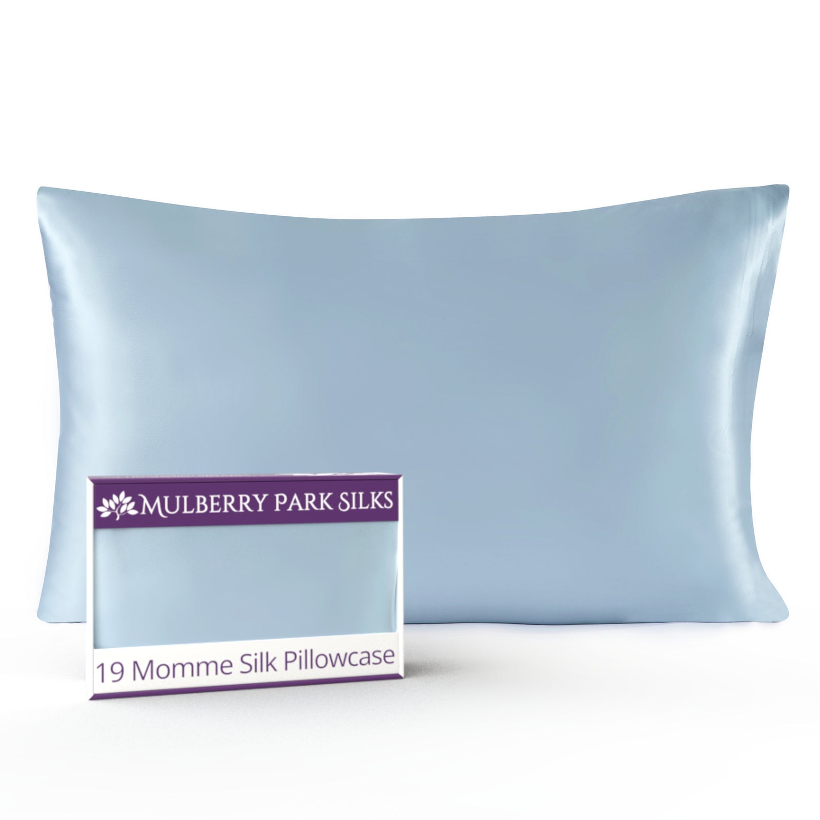 Blue 19 Momme 100% Silk Pillowcase by Mulberry Park Silks with luxurious, smooth feel