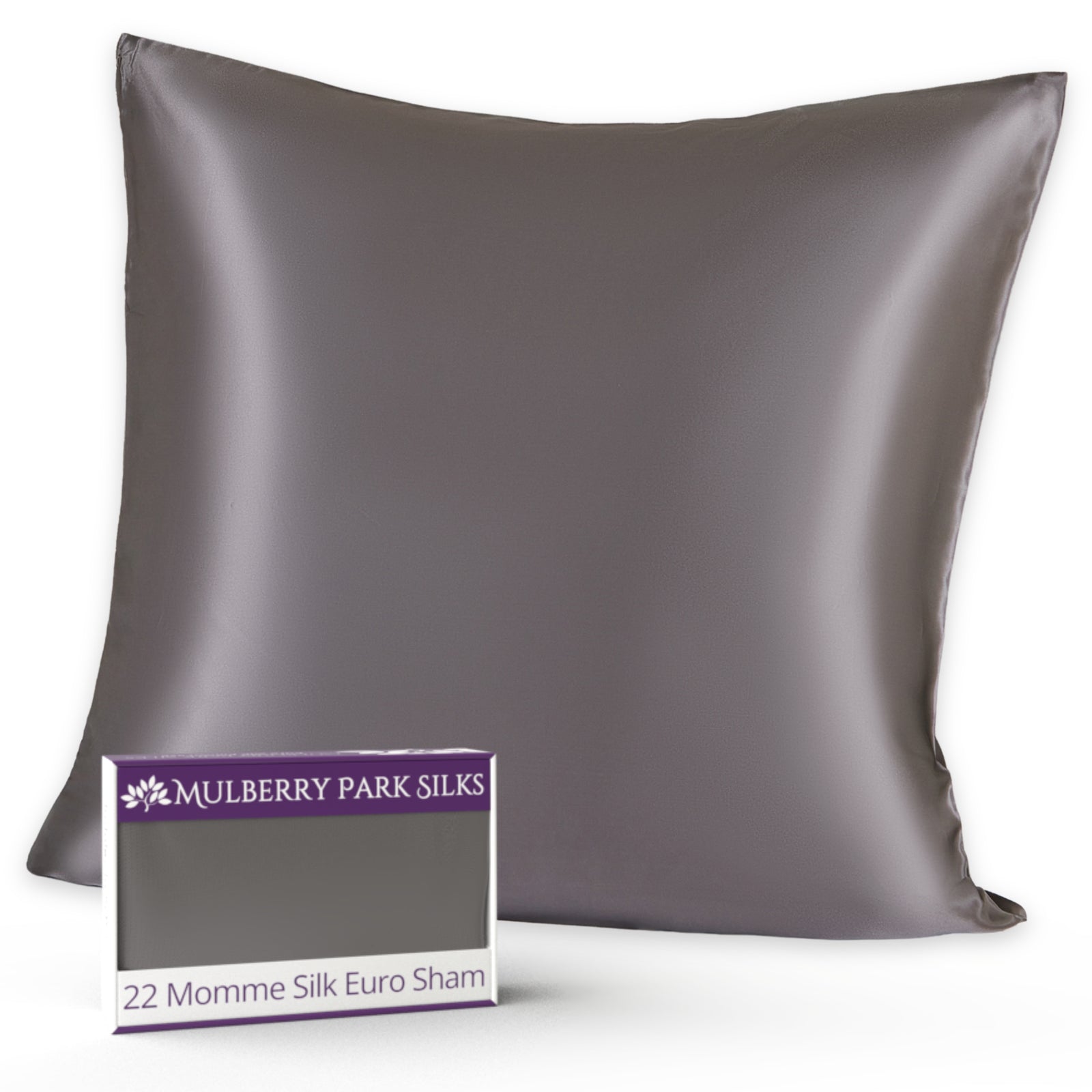 Mulberry Park Silks 22 Momme silk Euro sham in Gunmetal with a smooth and luxurious finish