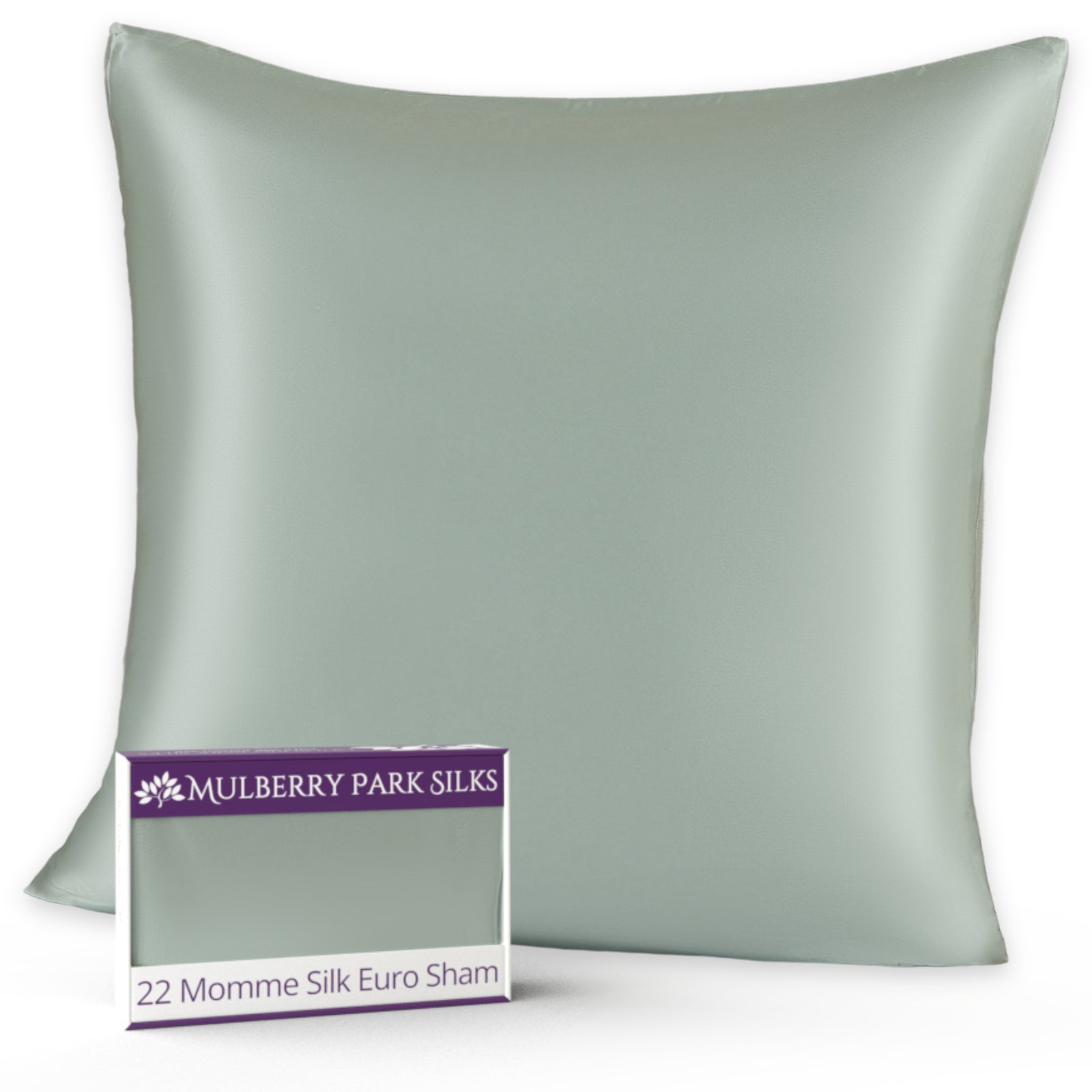 Mulberry Park Silks 22 Momme silk Euro sham in Sage with a smooth and luxurious finish