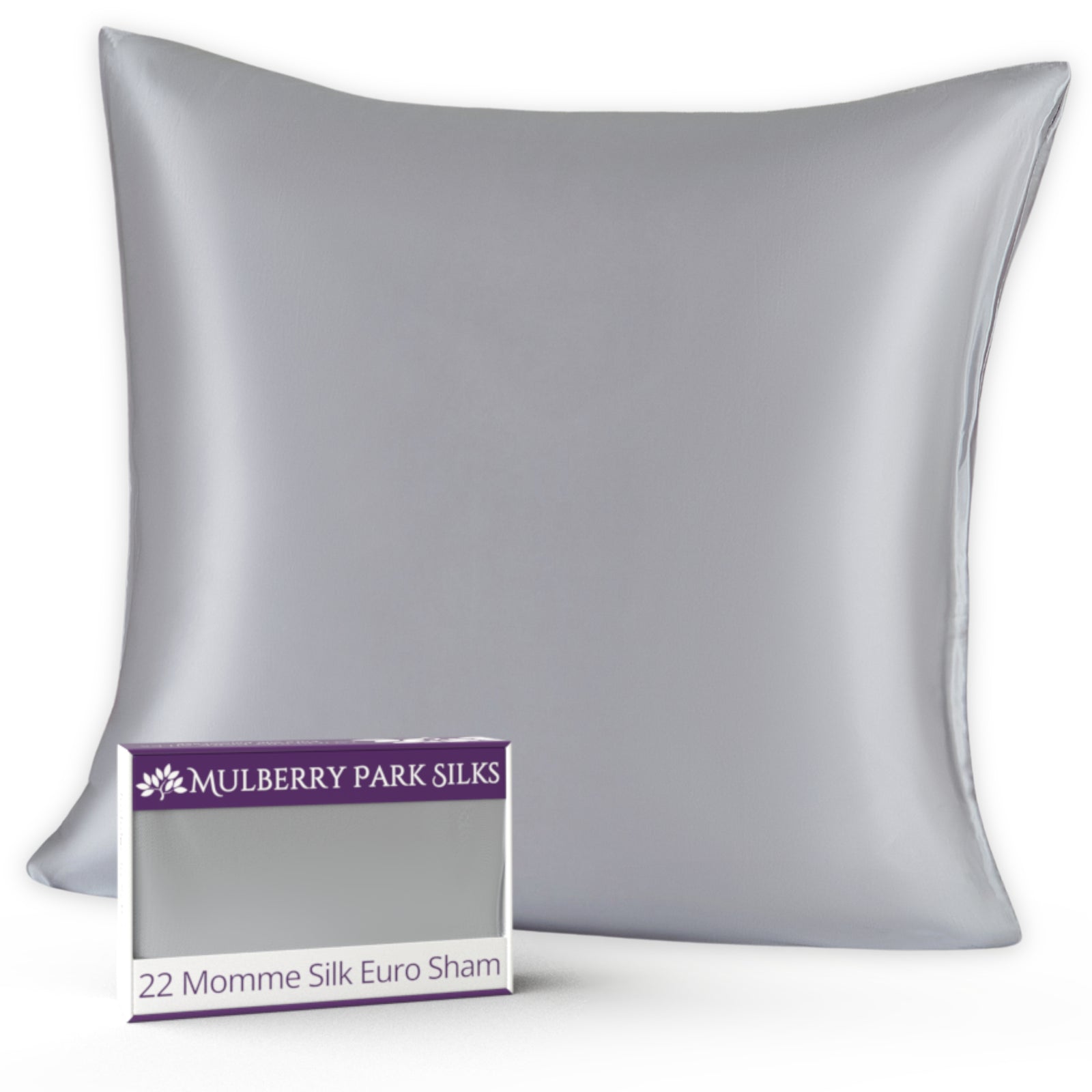 Mulberry Park Silks 22 Momme silk Euro sham in Silver with a smooth and luxurious finish