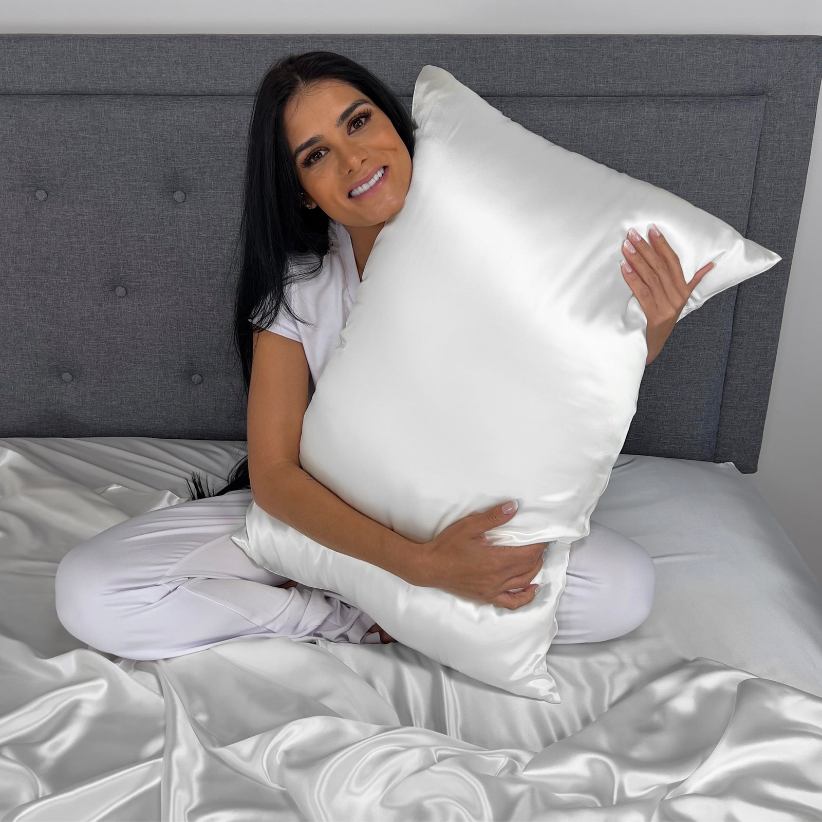 White 22 Momme 100% Silk Pillowcase by Mulberry Park Silks with luxurious, Smooth Feel