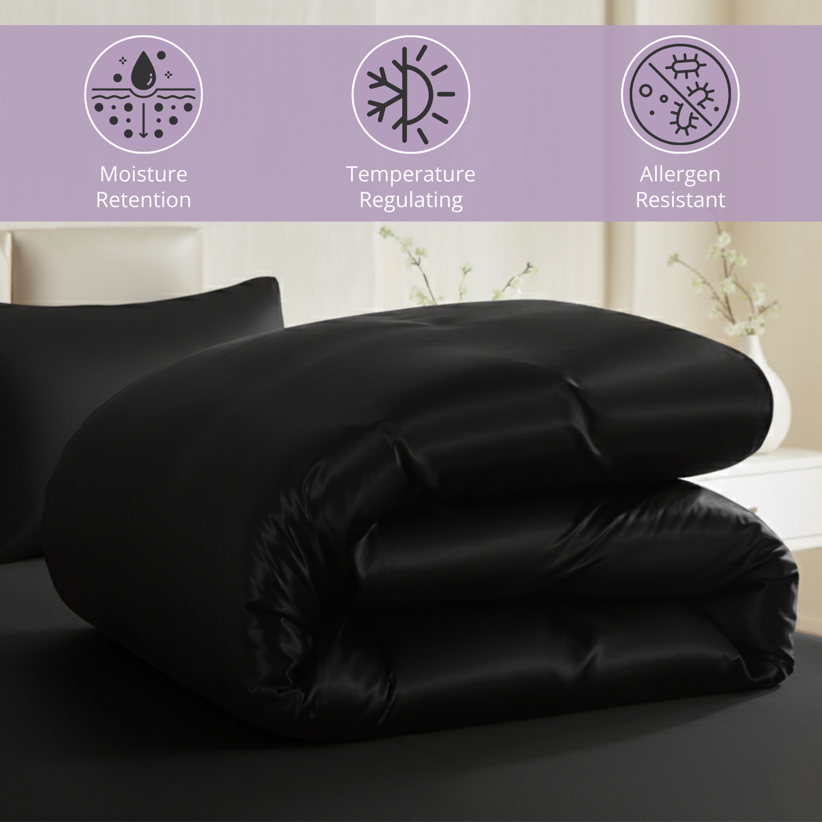 22 Momme Silk Duvet Cover - Black