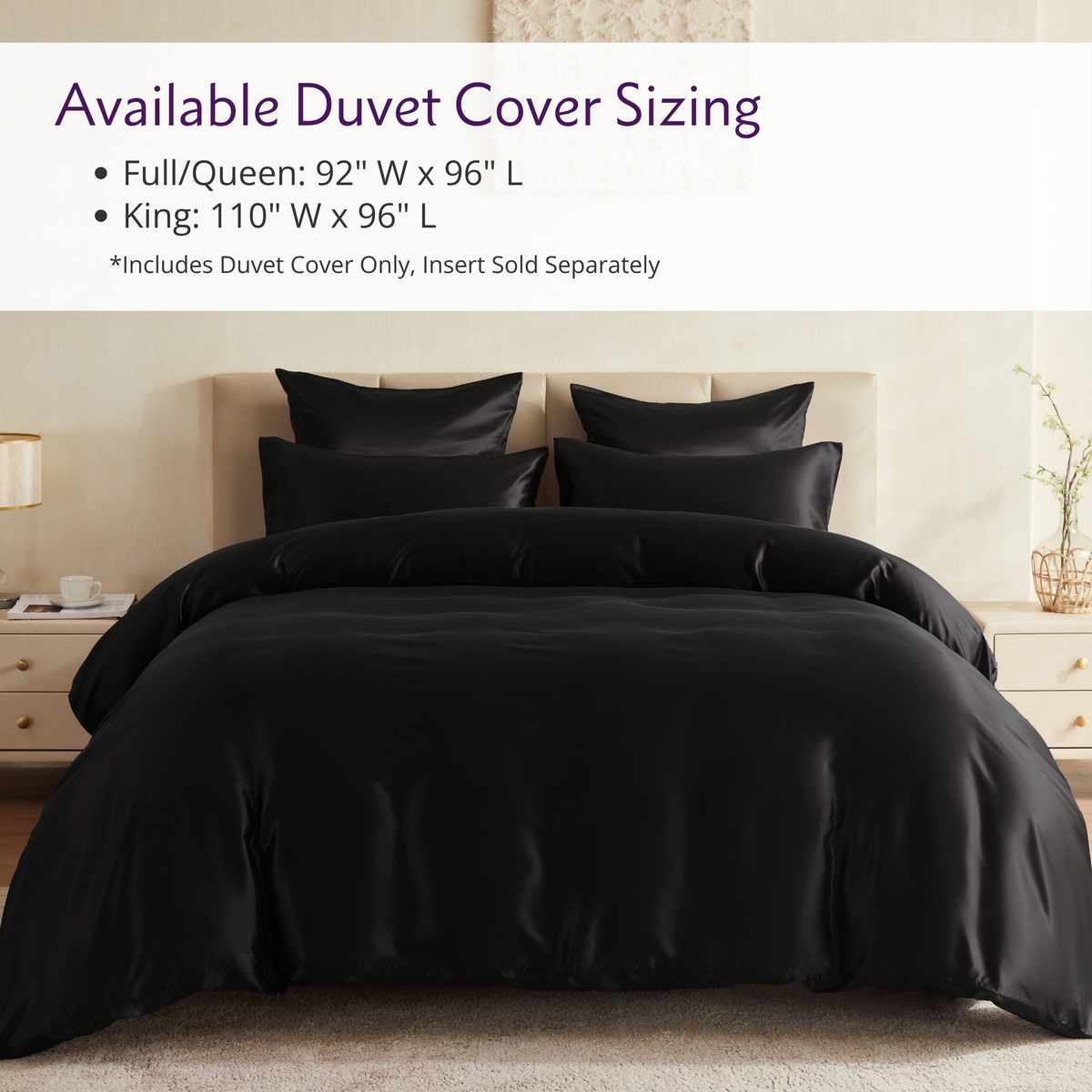 22 Momme Silk Duvet Cover - Black
