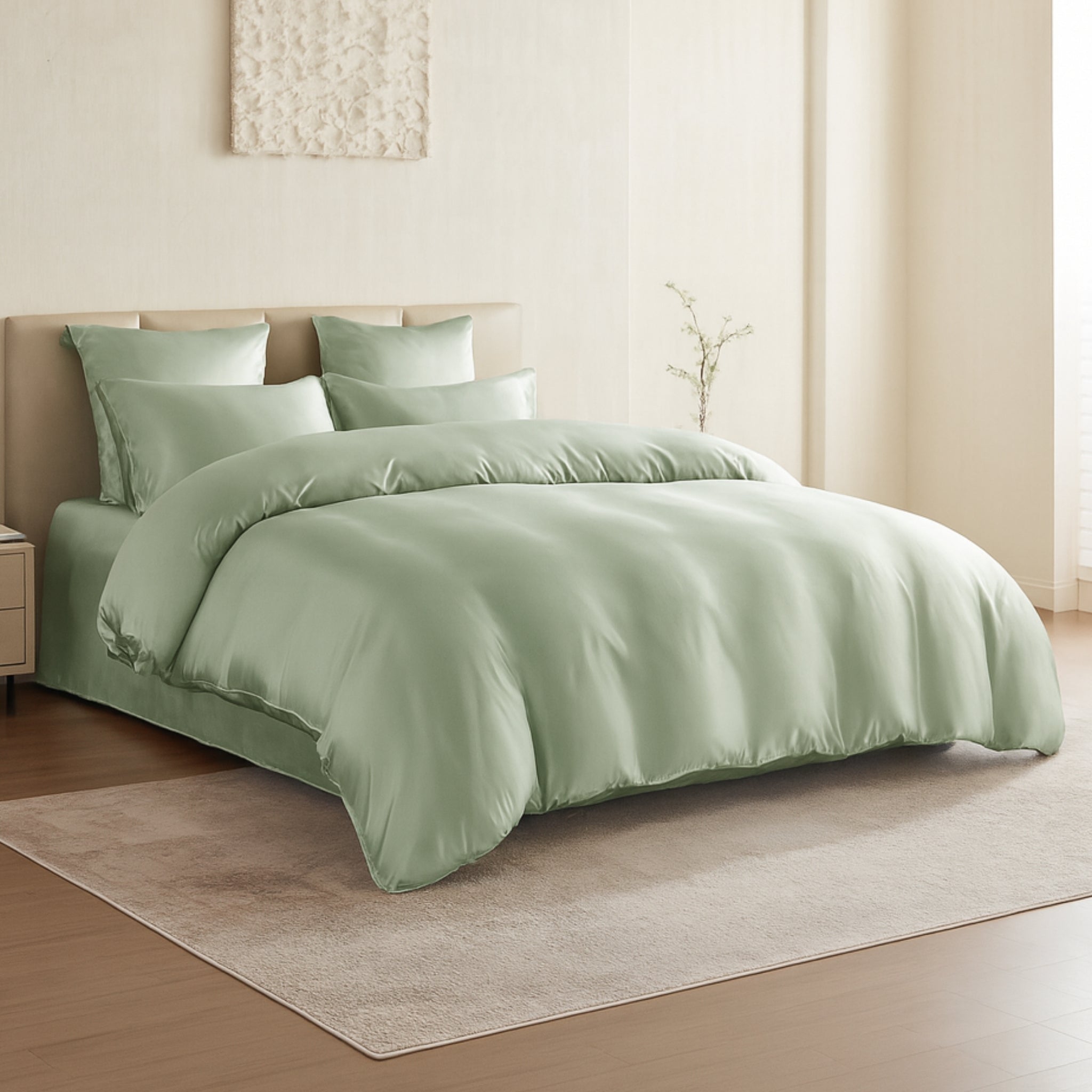 22 Momme Sage Green Mulberry Silk Duvet Cover | Mulberry Park Silks