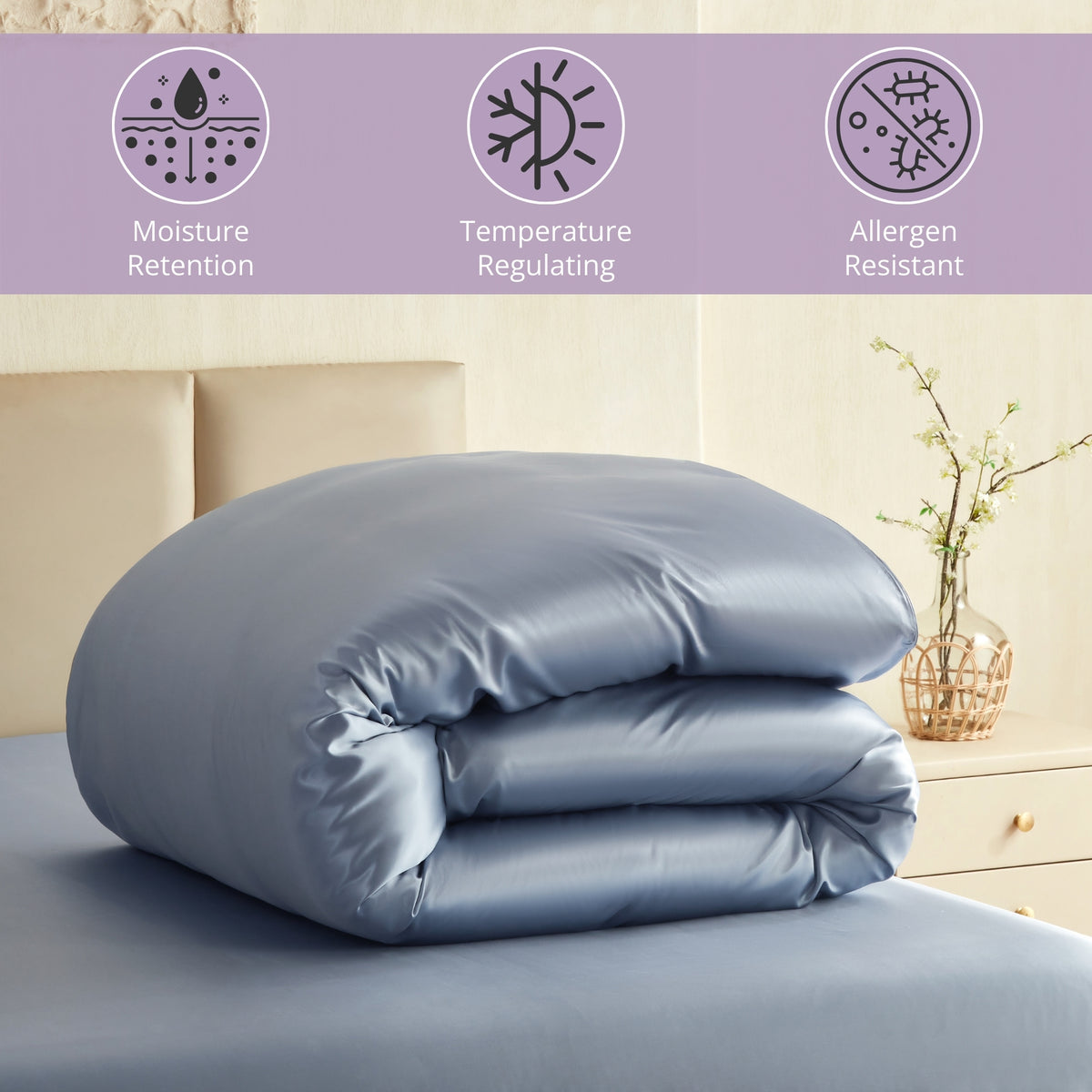 22 Momme Silk Duvet Cover - Steel Blue
