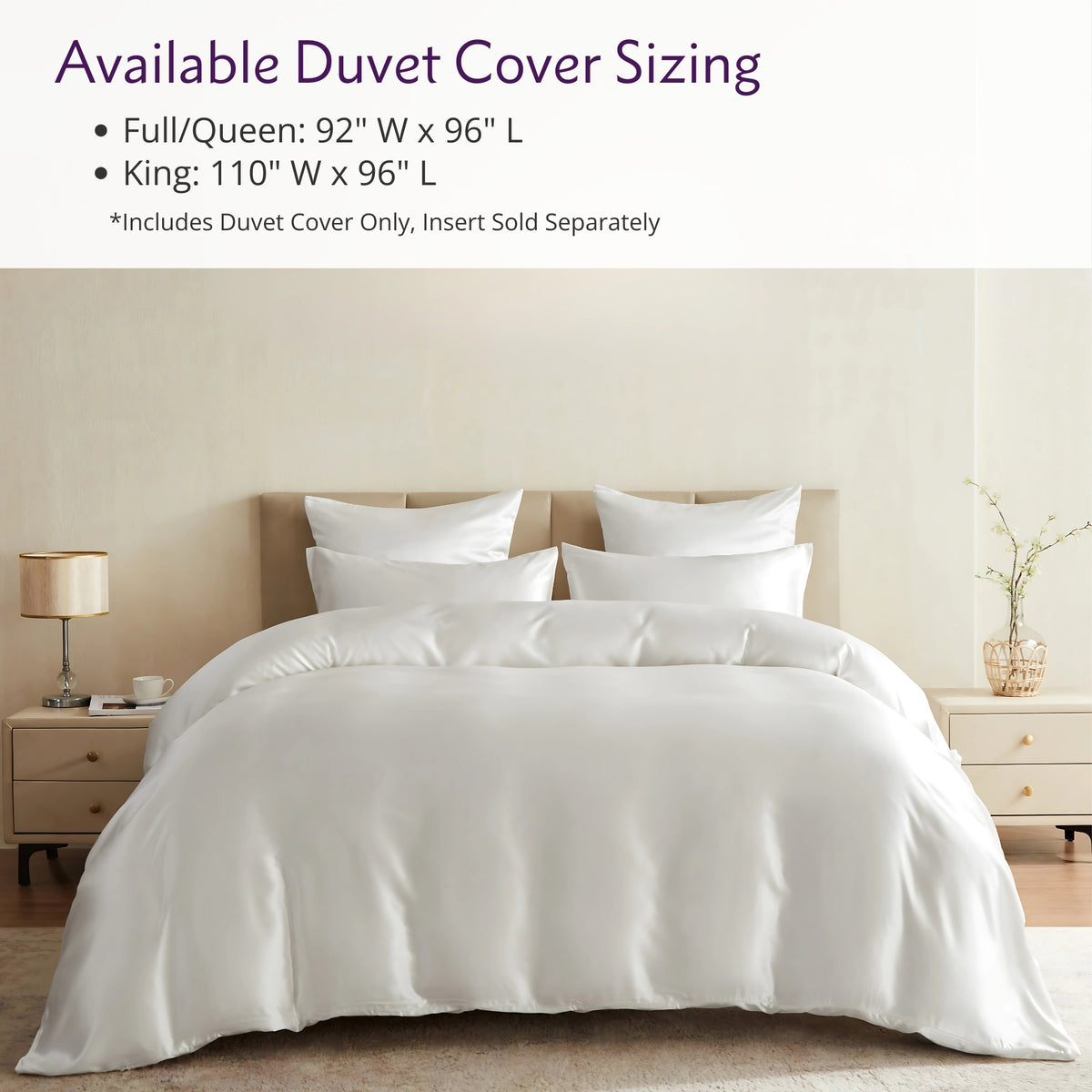 22 Momme Silk Duvet Cover - White