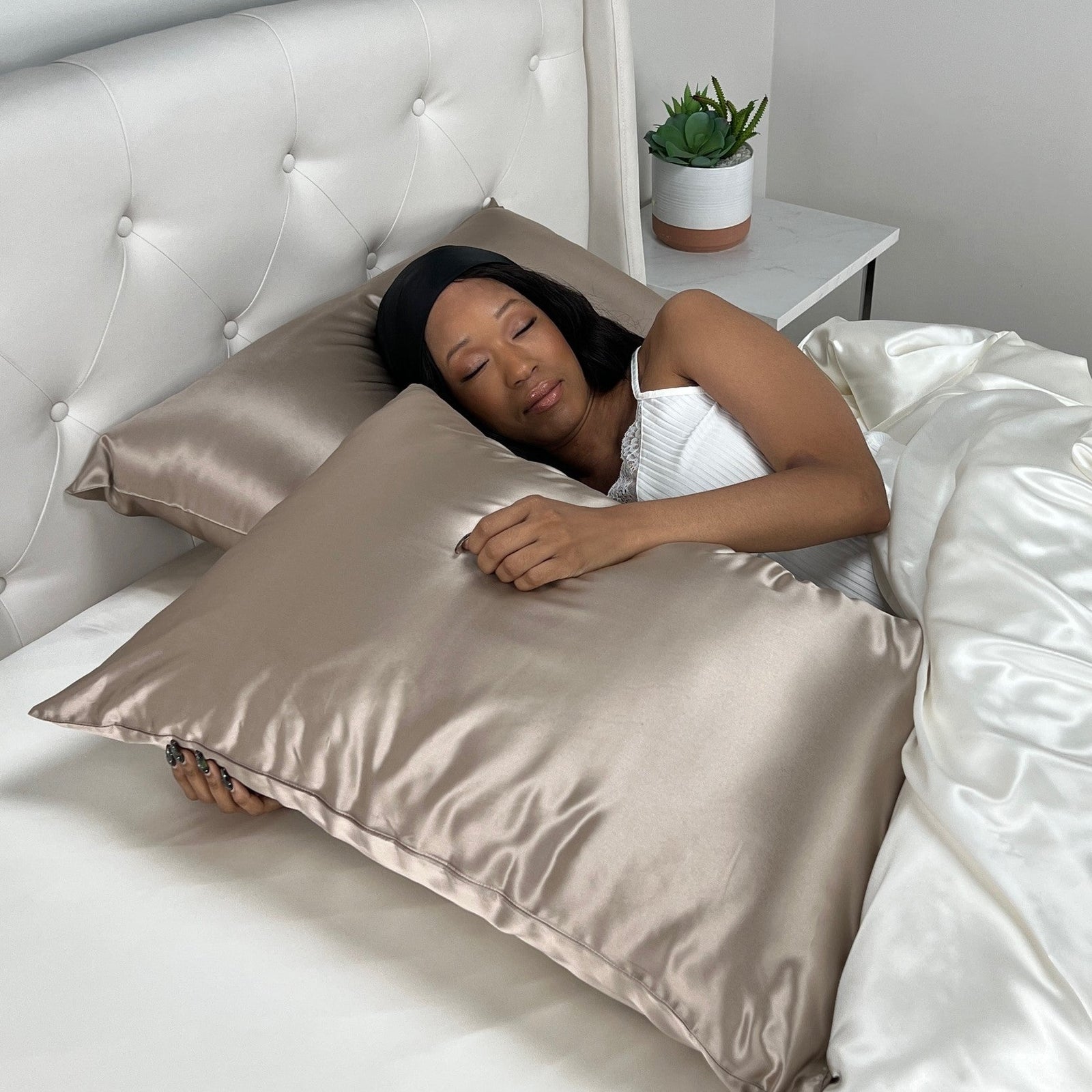 Taupe 22 Momme 100% Silk Pillowcase by Mulberry Park Silks with luxurious, Smooth Feel