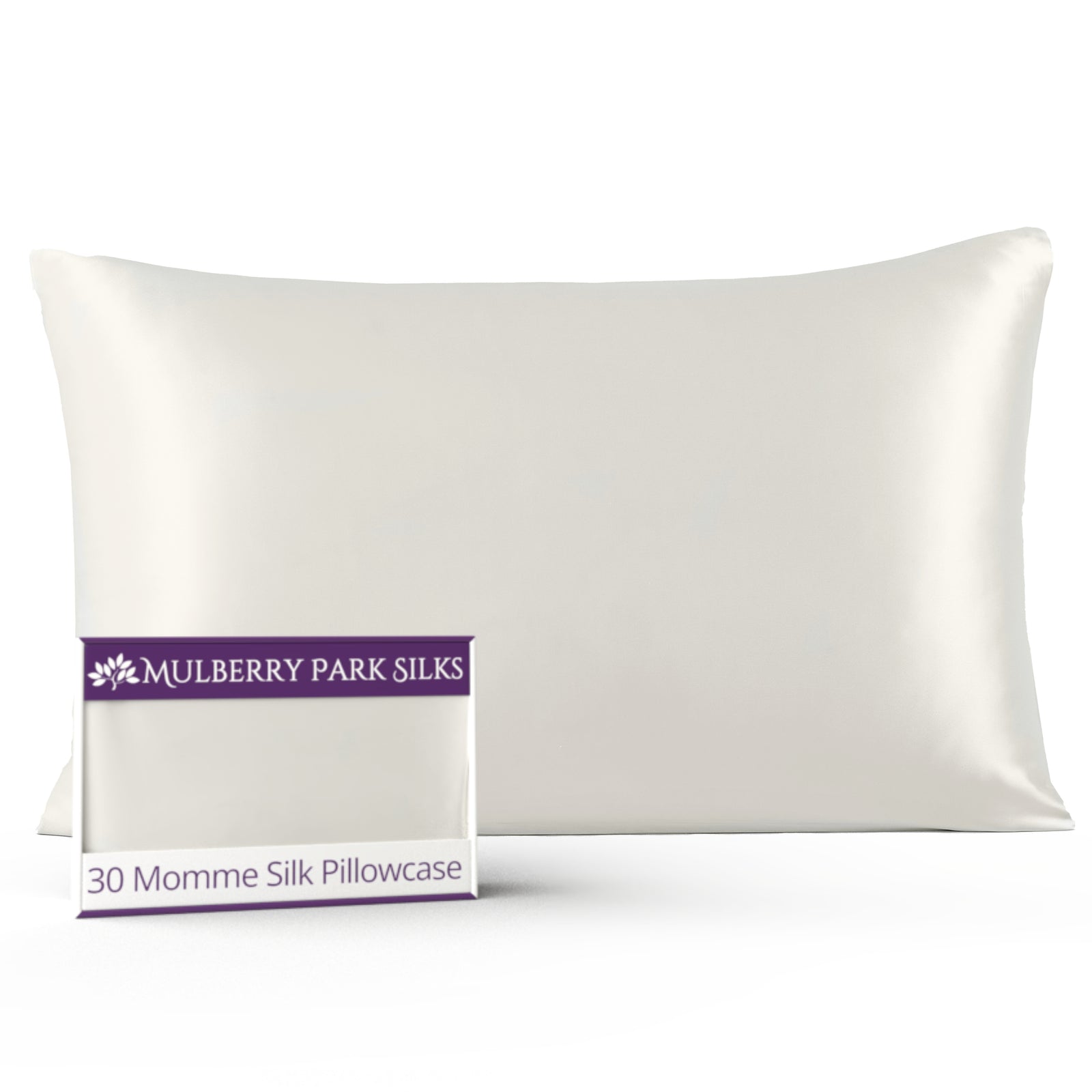 Ivory 30 Momme 100% Silk Pillowcase by Mulberry Park Silks with luxurious, Smooth Feel
