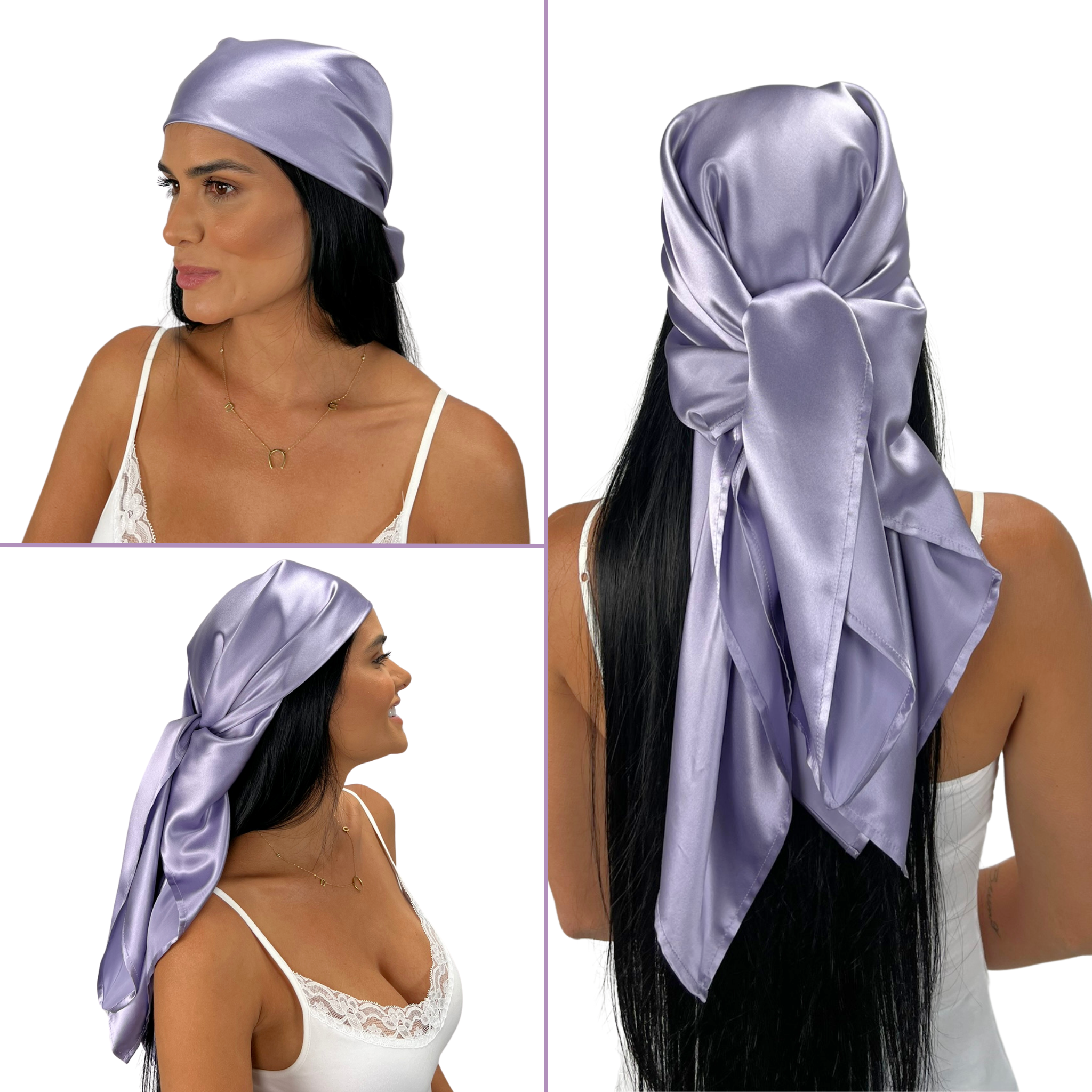 Silk Square Head Scarf Lilac