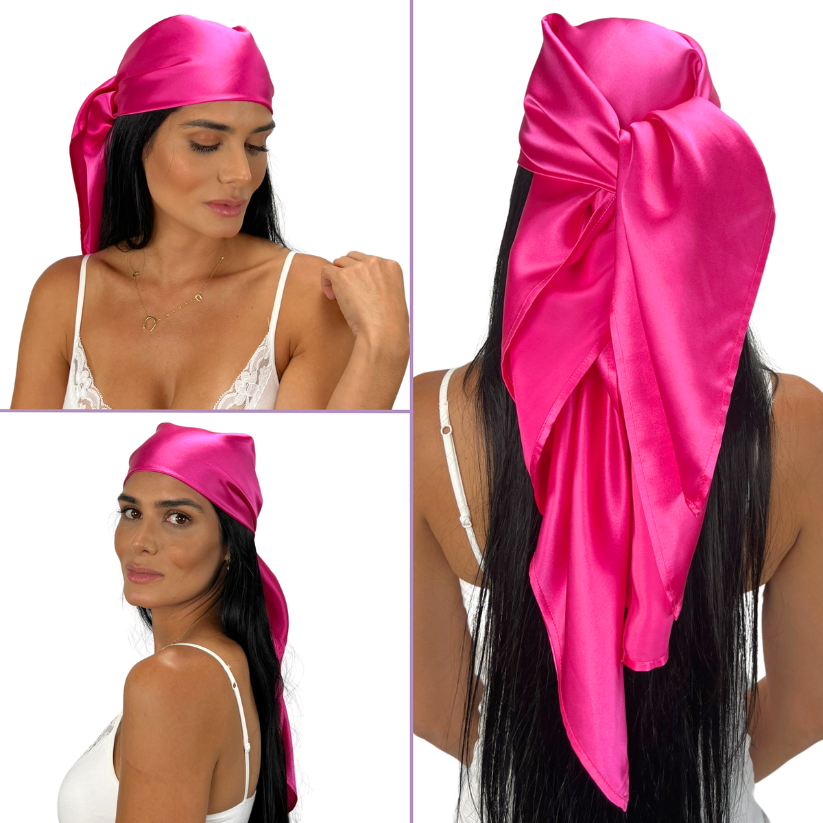Hair Wrap Large Satin Head Scarf 100% Mulberry Silk 36