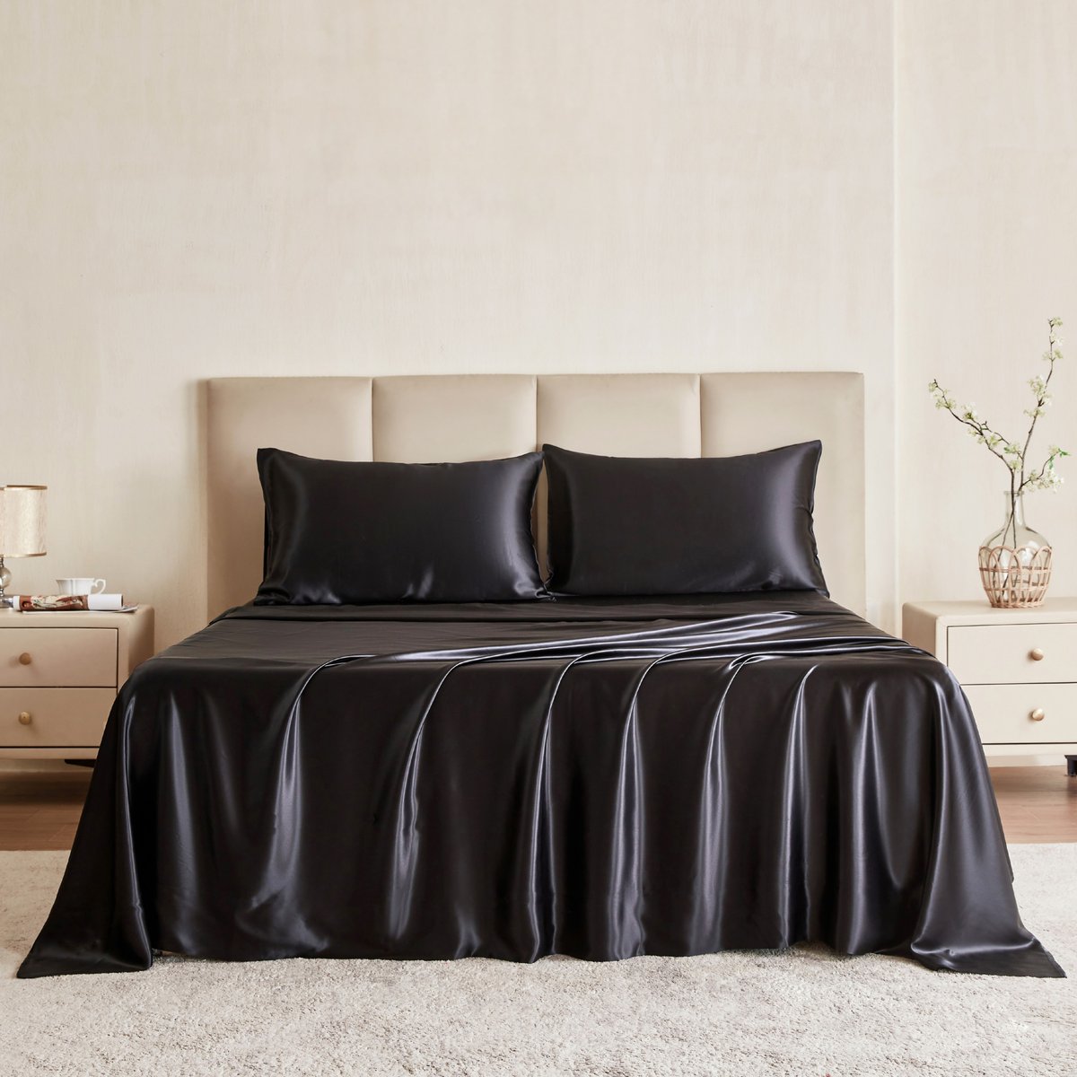 22 Momme Silk Flat Sheet - Black