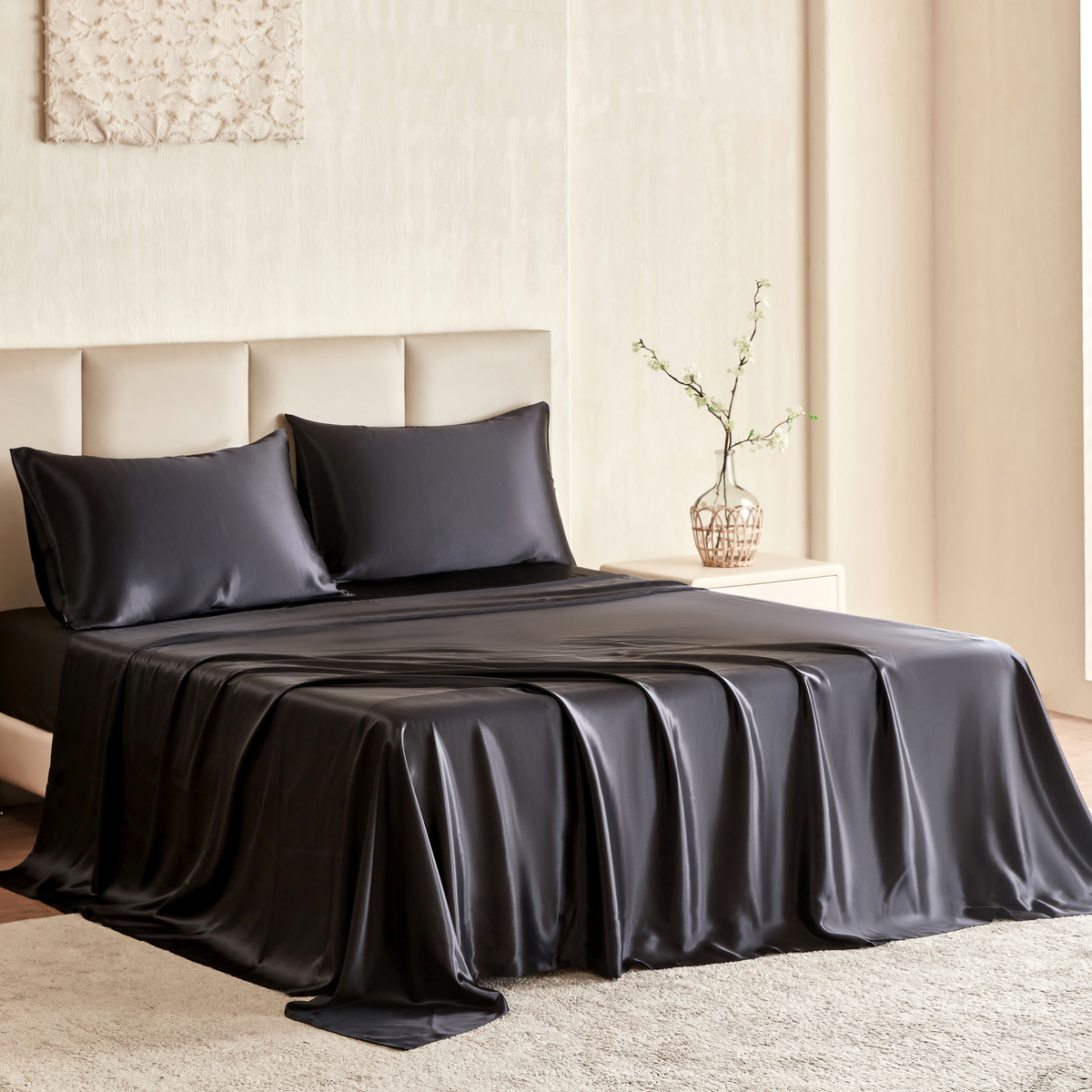 22 Momme Silk Flat Sheet - Black