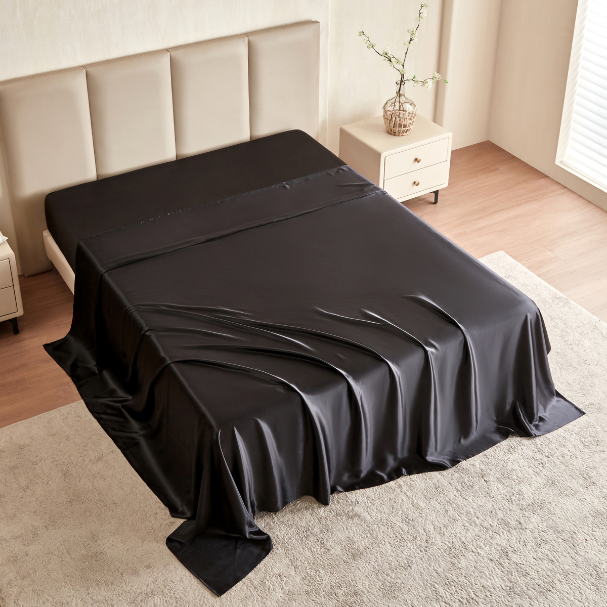22 Momme Silk Flat Sheet - Black