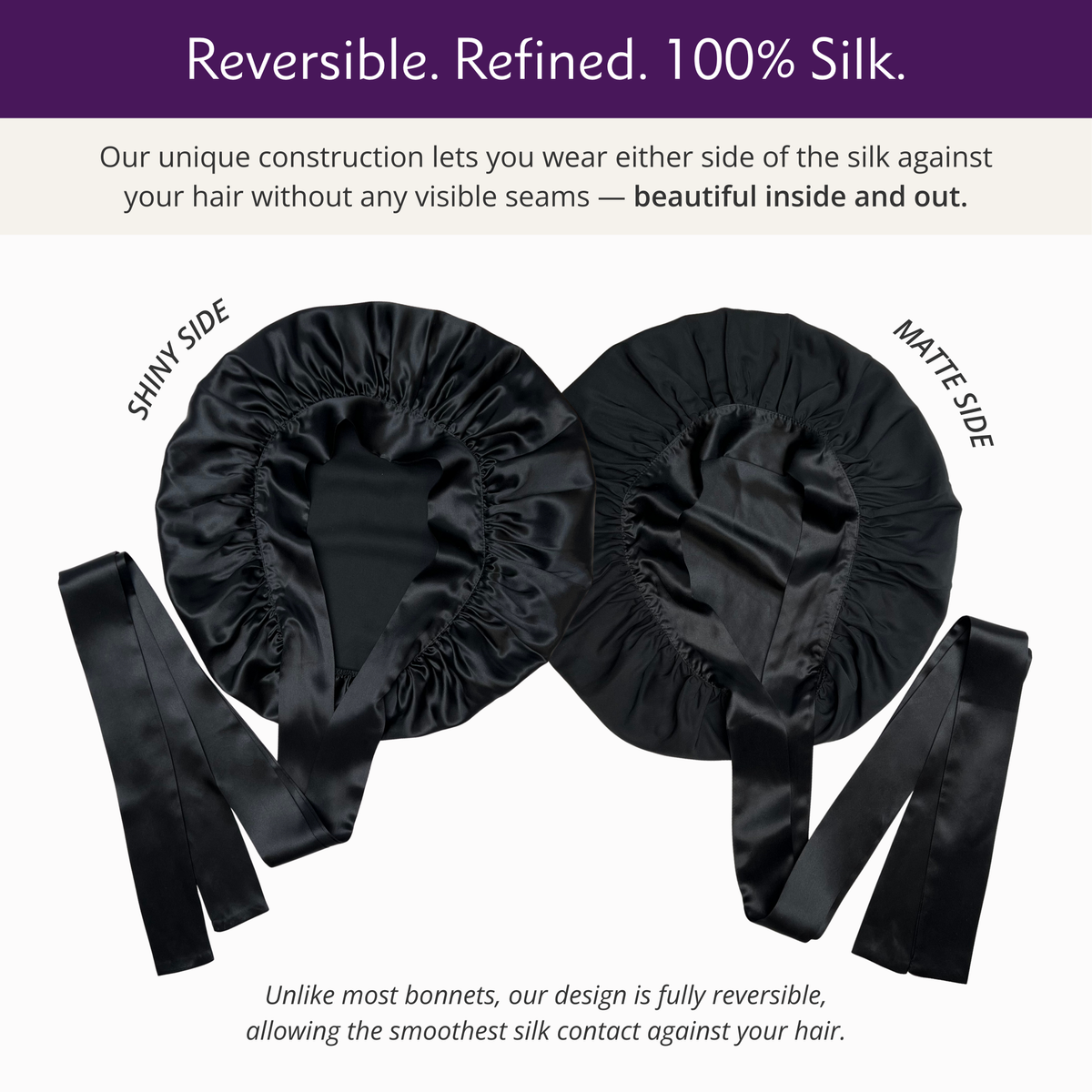 Silk Short Reversible Bonnet - Plum