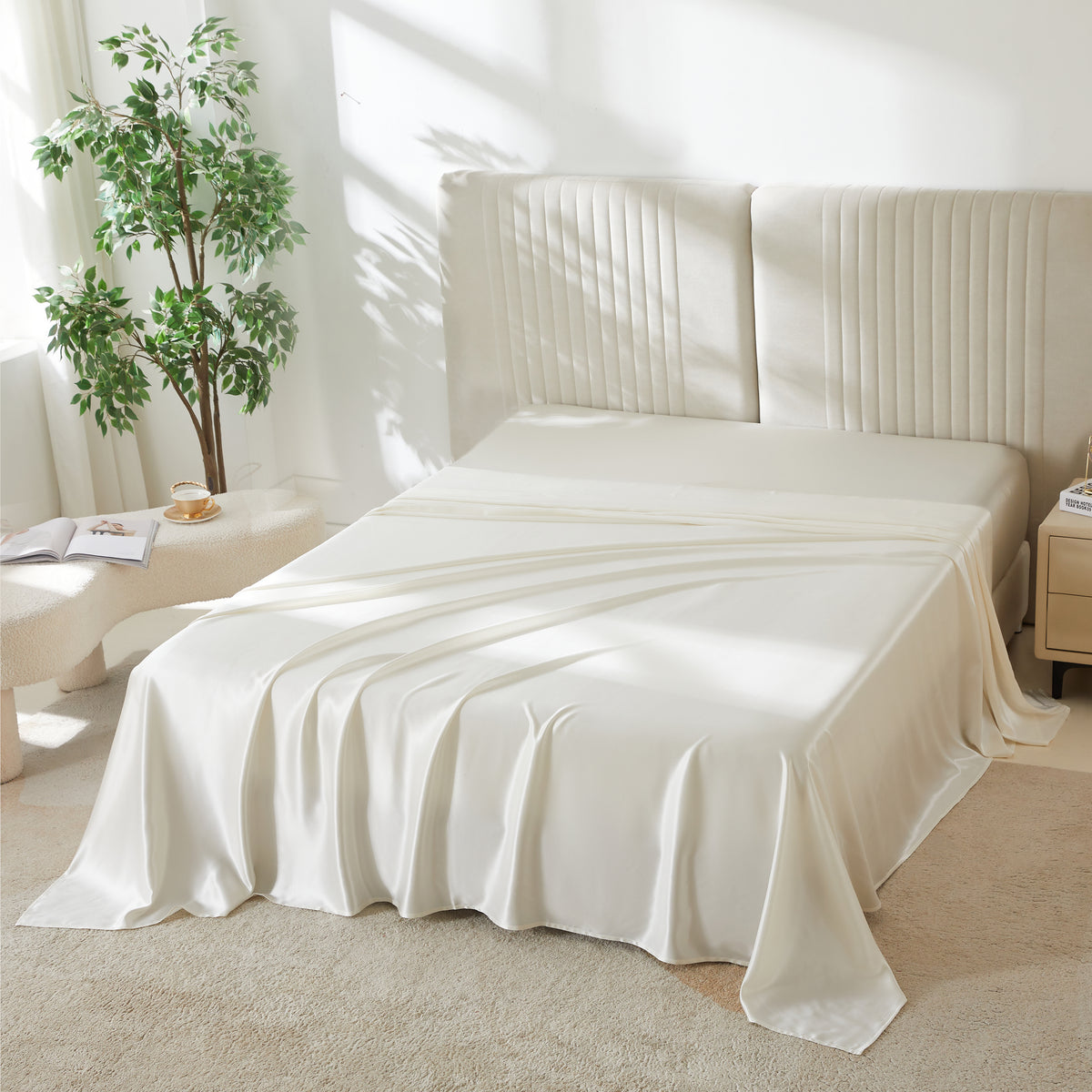 22 Momme Silk Flat Sheet - Ivory