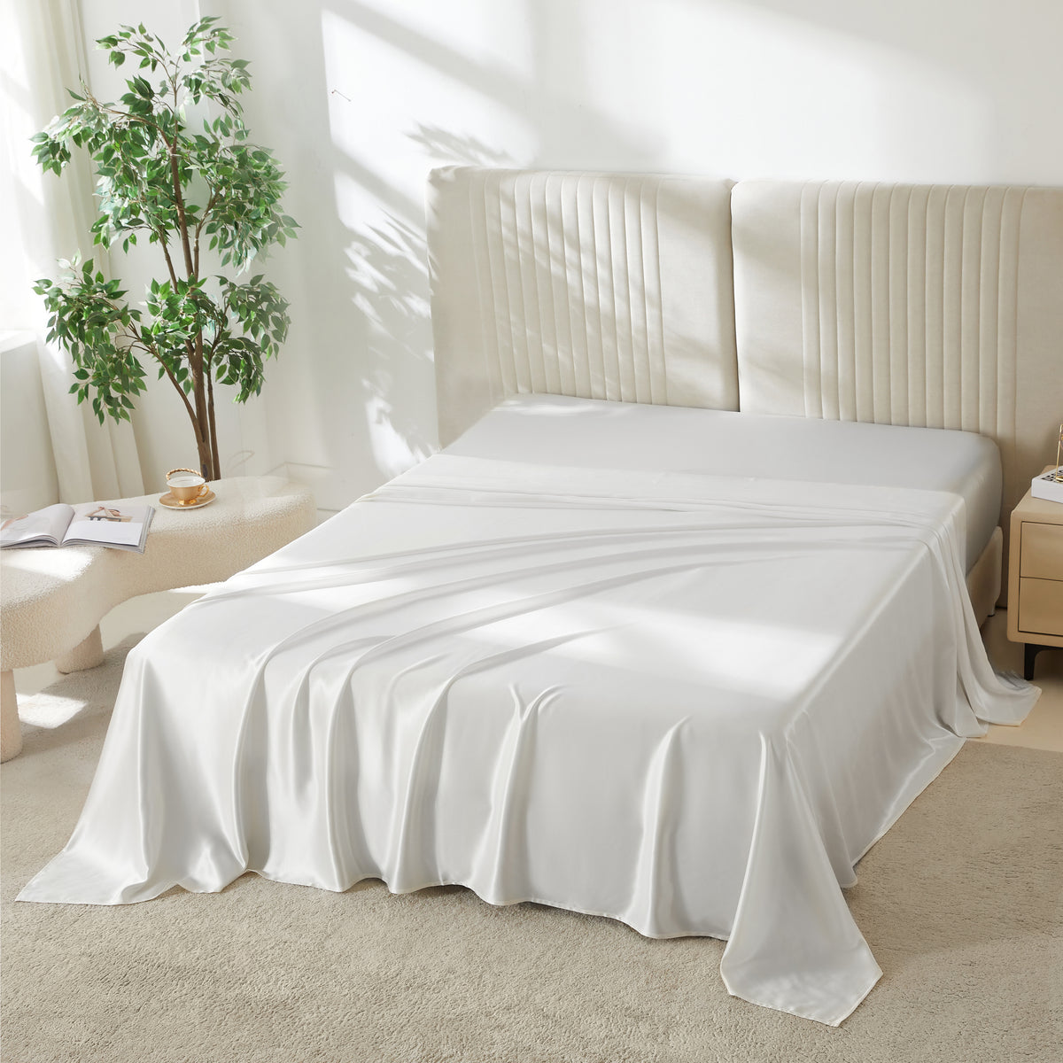 22 Momme Silk Flat Sheet - White