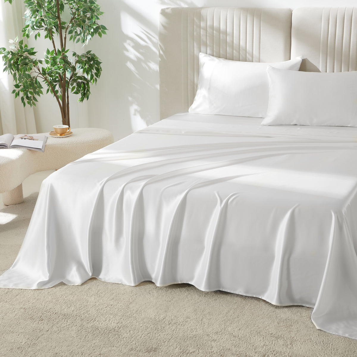 22 Momme Silk Flat Sheet - White