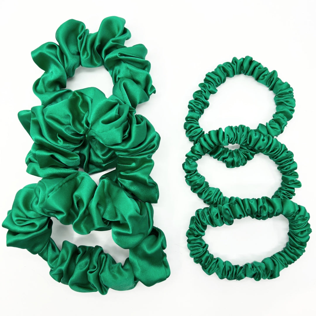 Silk Scrunchies - Emerald Green