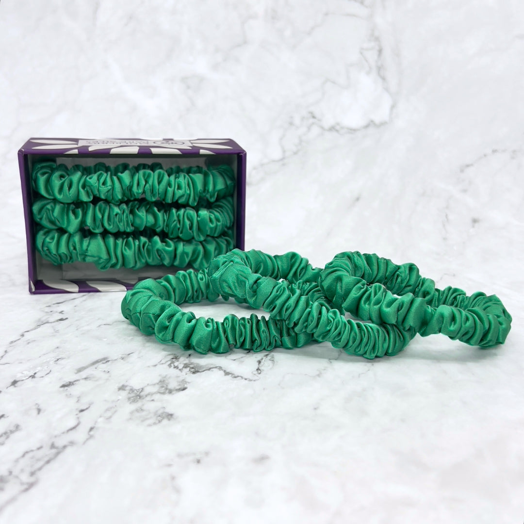 Silk Scrunchies - Emerald Green