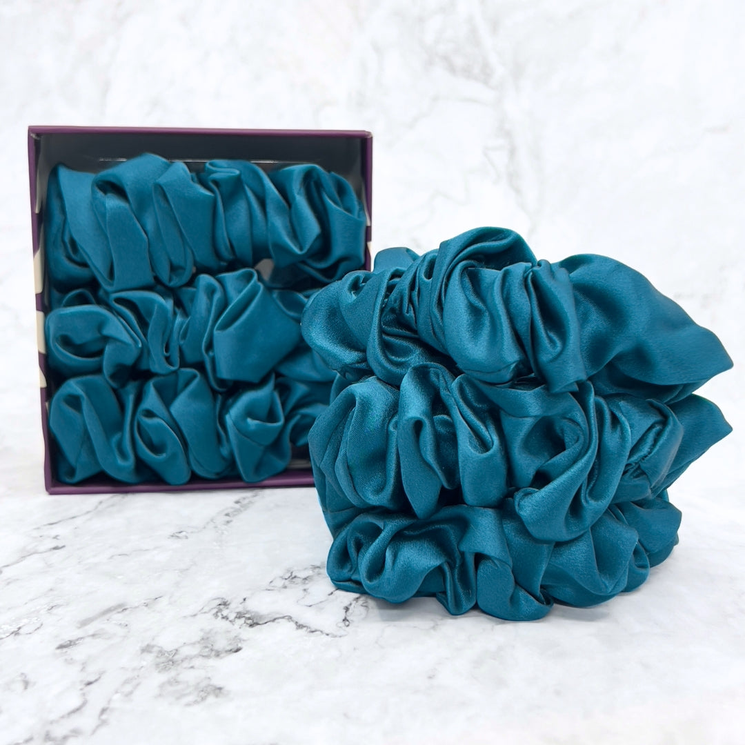 Silk Scrunchies - Marina Blue