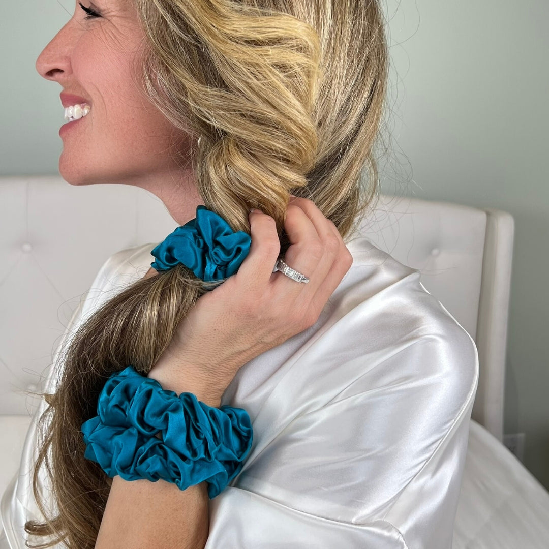 Silk Scrunchies - Marina Blue