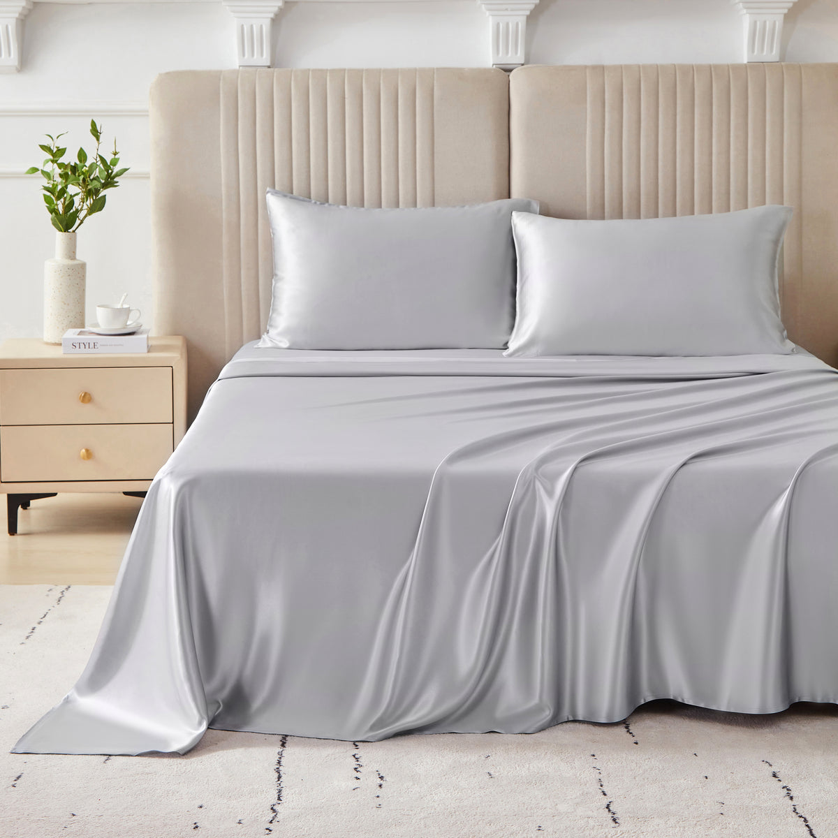 22 Momme Silk Flat Sheet - Silver