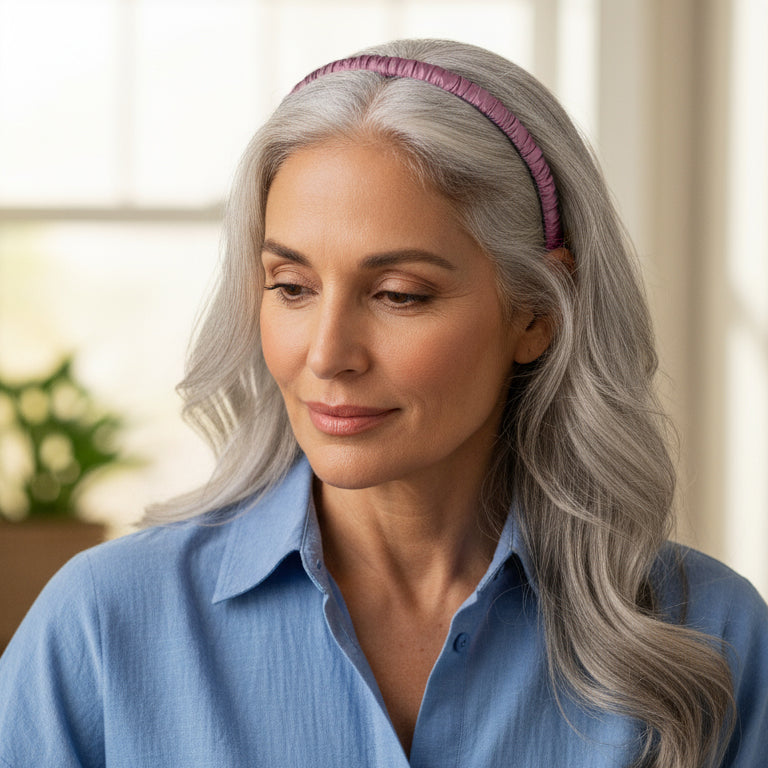 Silk Skinny Scrunched Headband - Vintage Rose