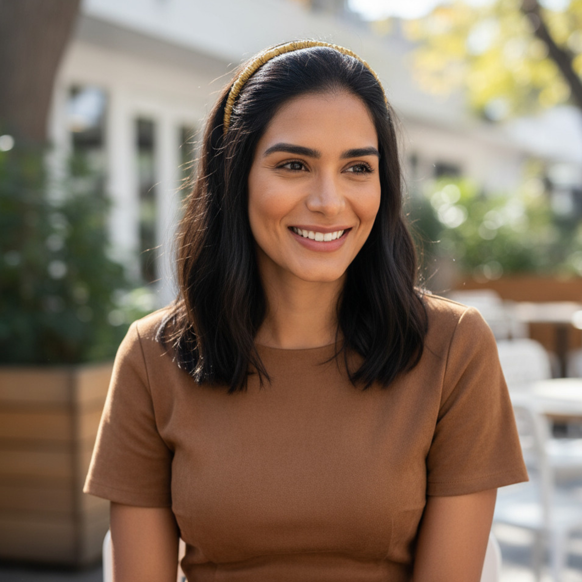 Silk Skinny Scrunched Headband - Gold