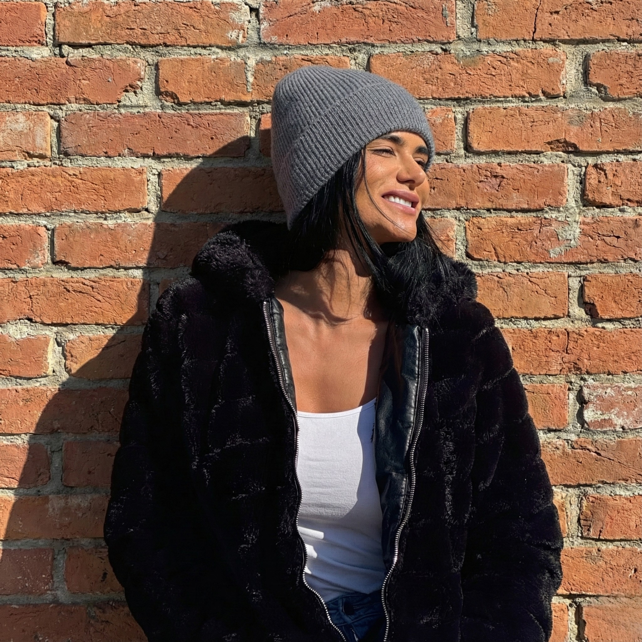 Luxury Silk-Lined Cashmere & Merino Wool Winter Beanie | Gunmetal