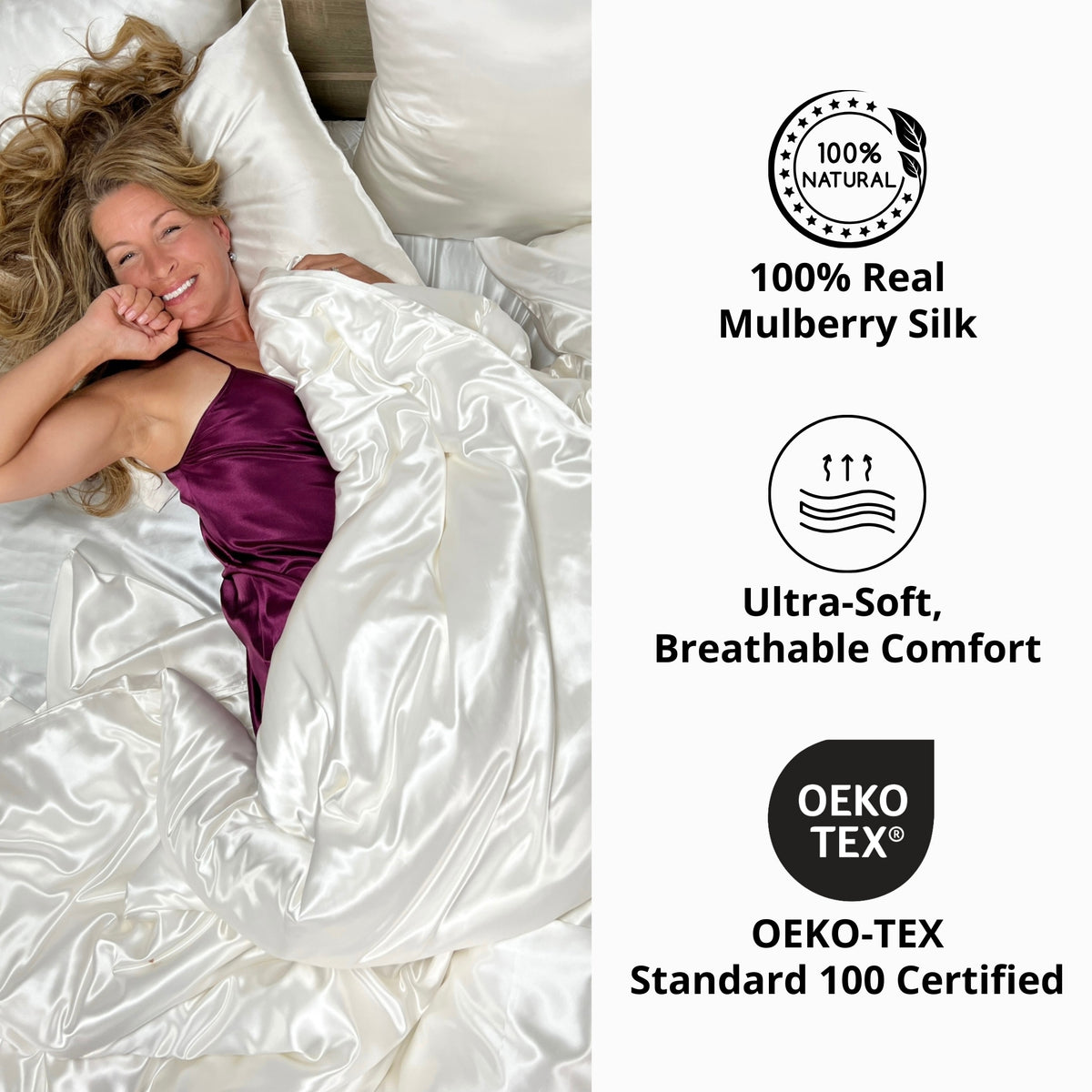 22 Momme Silk Duvet Cover - White