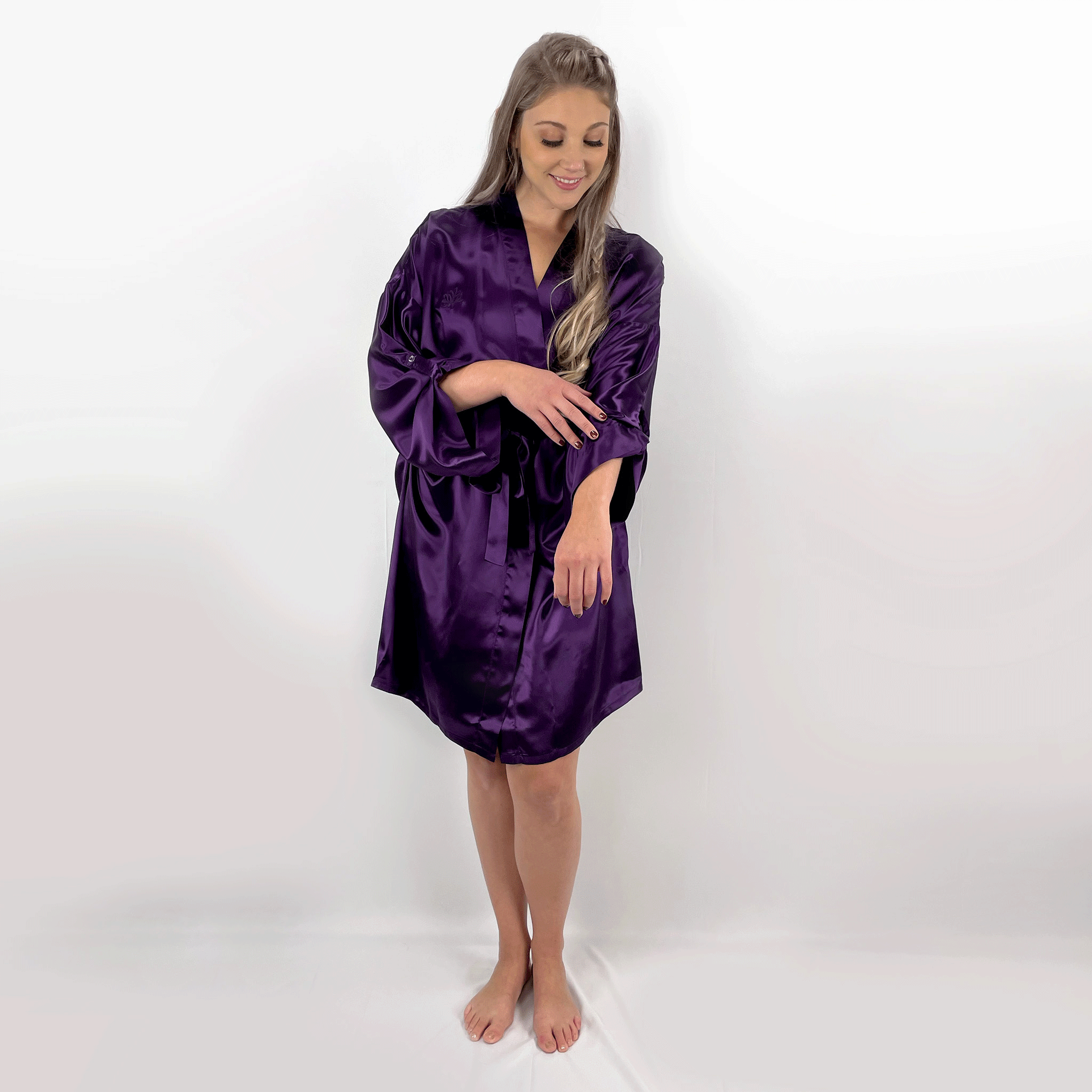 Angles Robe 100% Pure Mulberry Silk Kimono Robe for Women | 22 Momme | Plum Purple ...