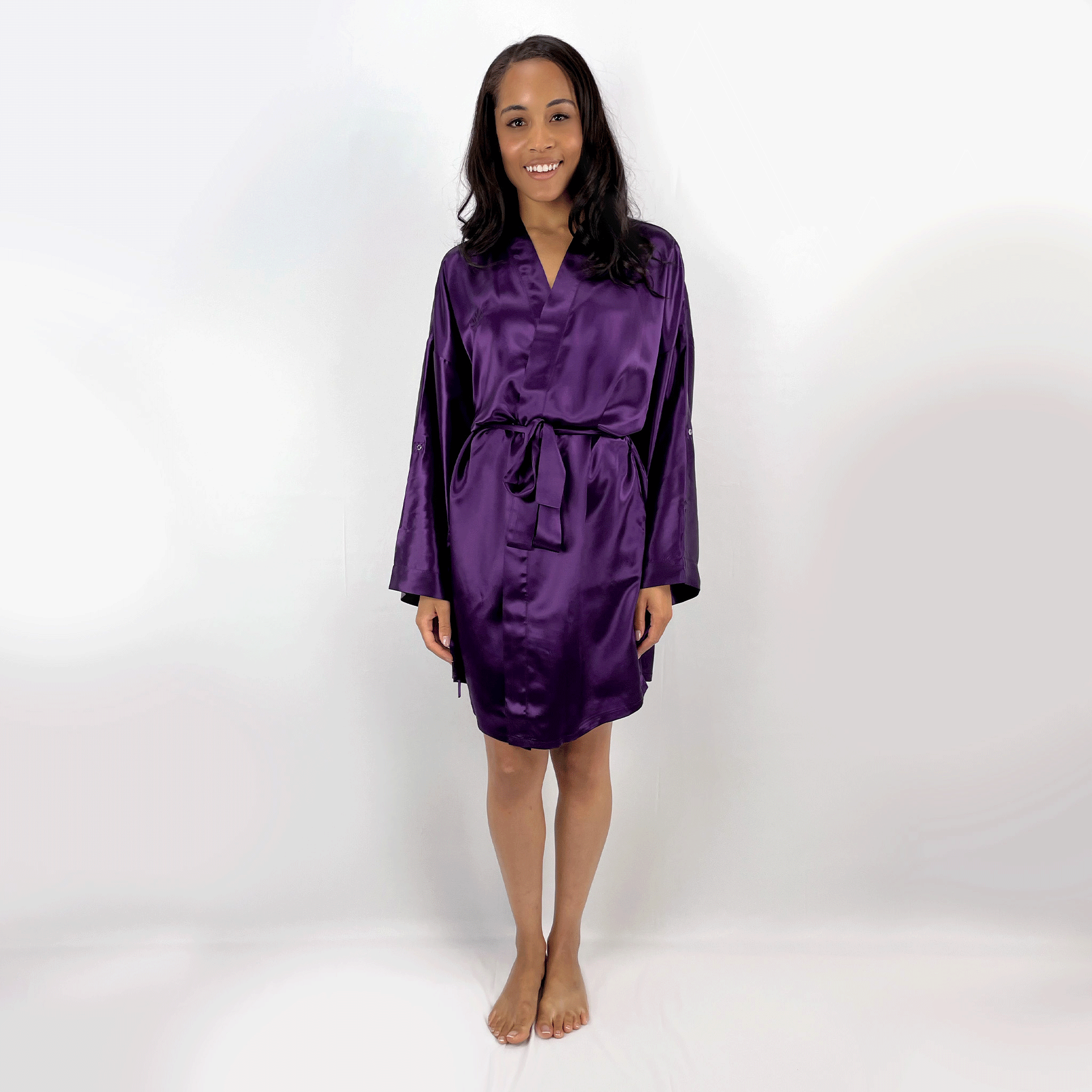 Quiniu Robe 100% Pure Mulberry Silk Kimono Robe for Women | 22 Momme | Plum Purple ...