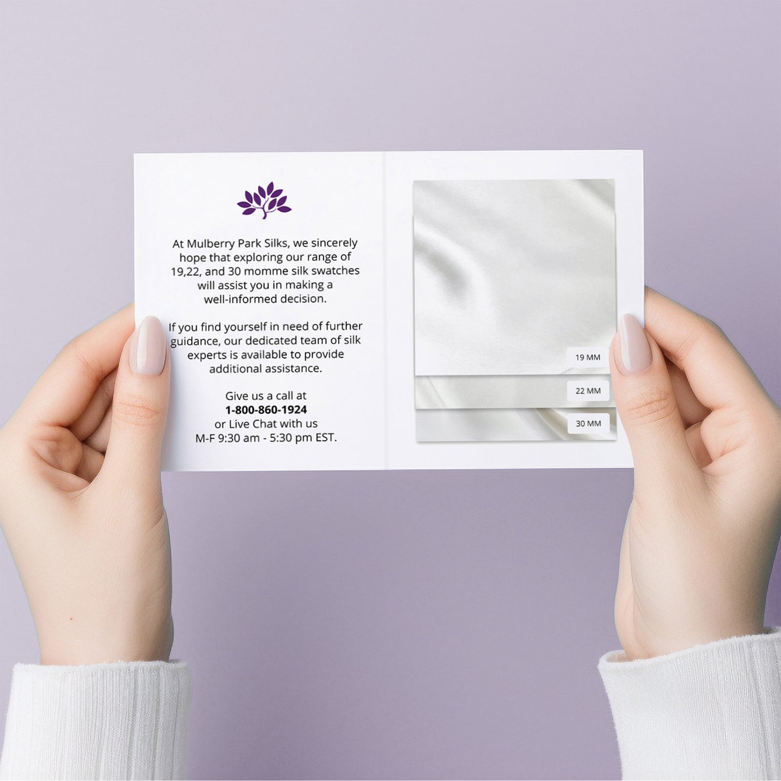 Our silk color swatch booklet allows you to see our silk colors in real life before purchasing so you can be confident in your choices and love your new silk products