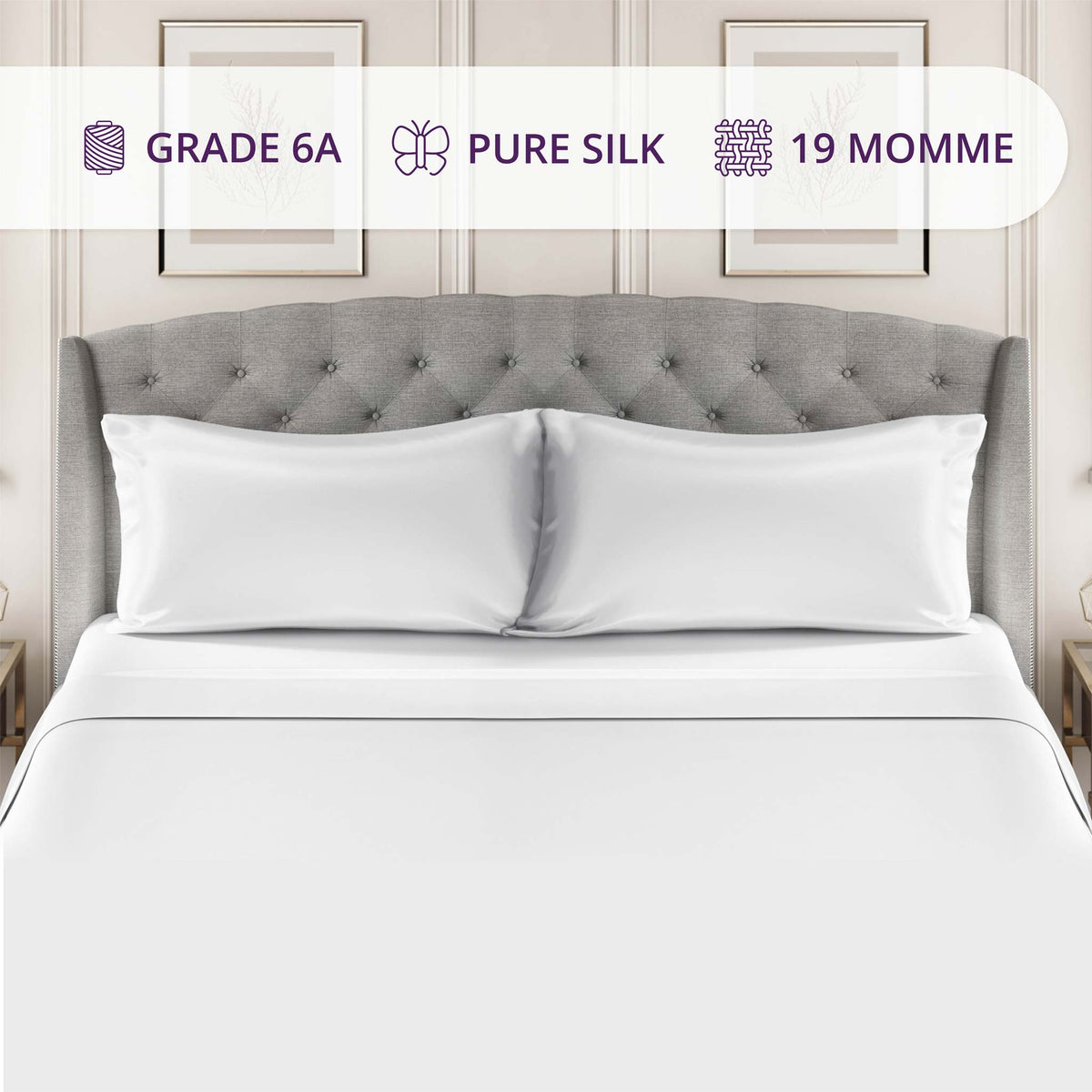 Silk Sheet Set Features 19 Momme White